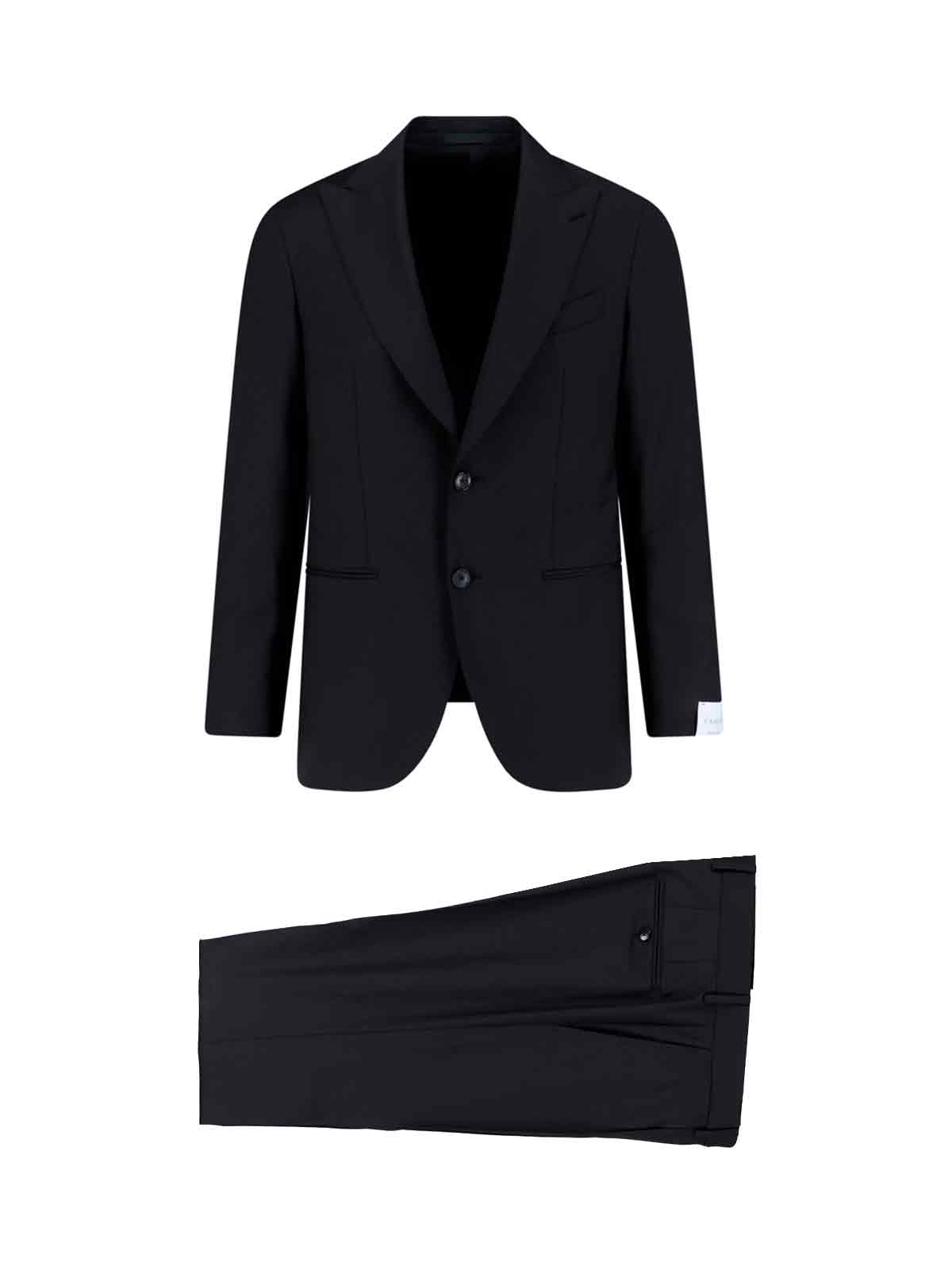 Black Wool Single-Breasted Suit, Dark Shade
