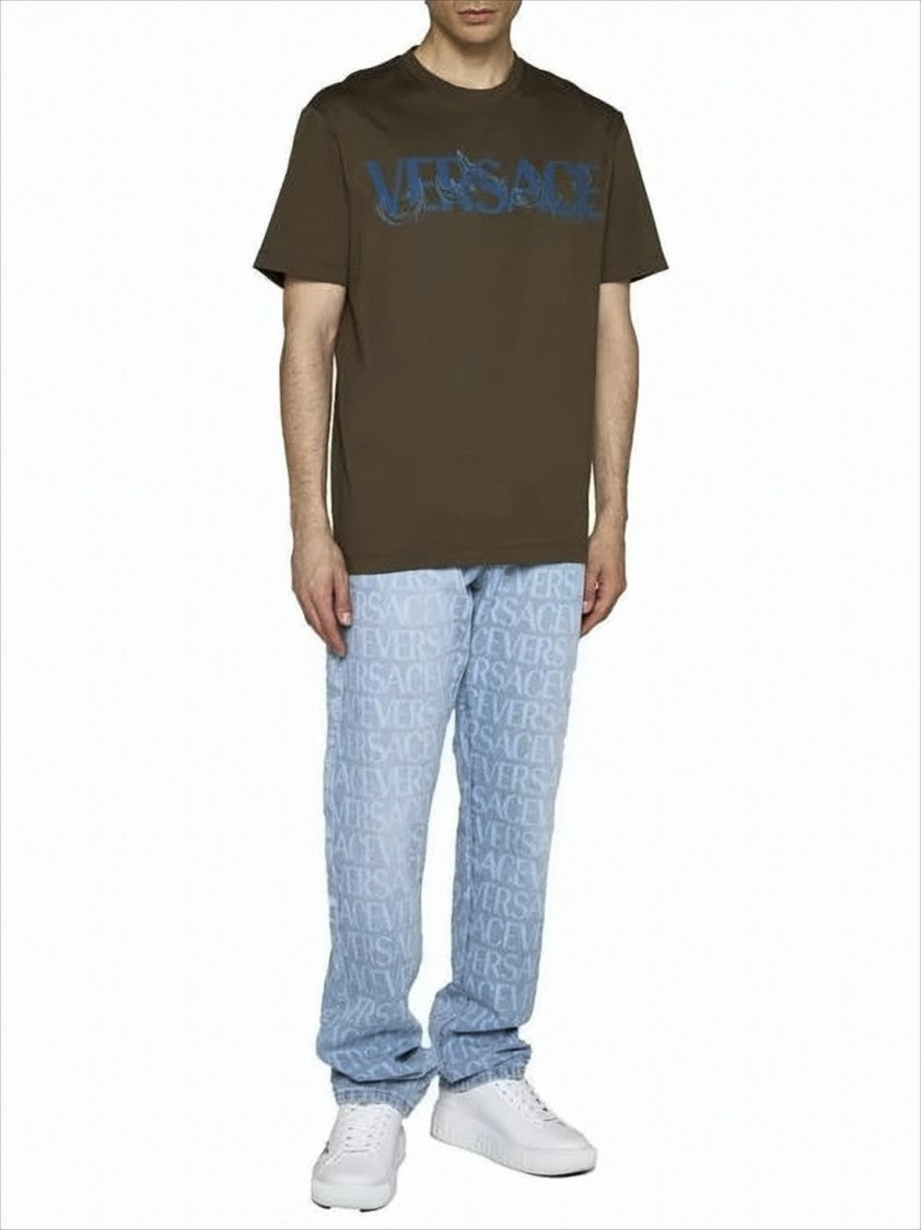 Olive-Brown Graphic Logo Short-Sleeve T-Shirt