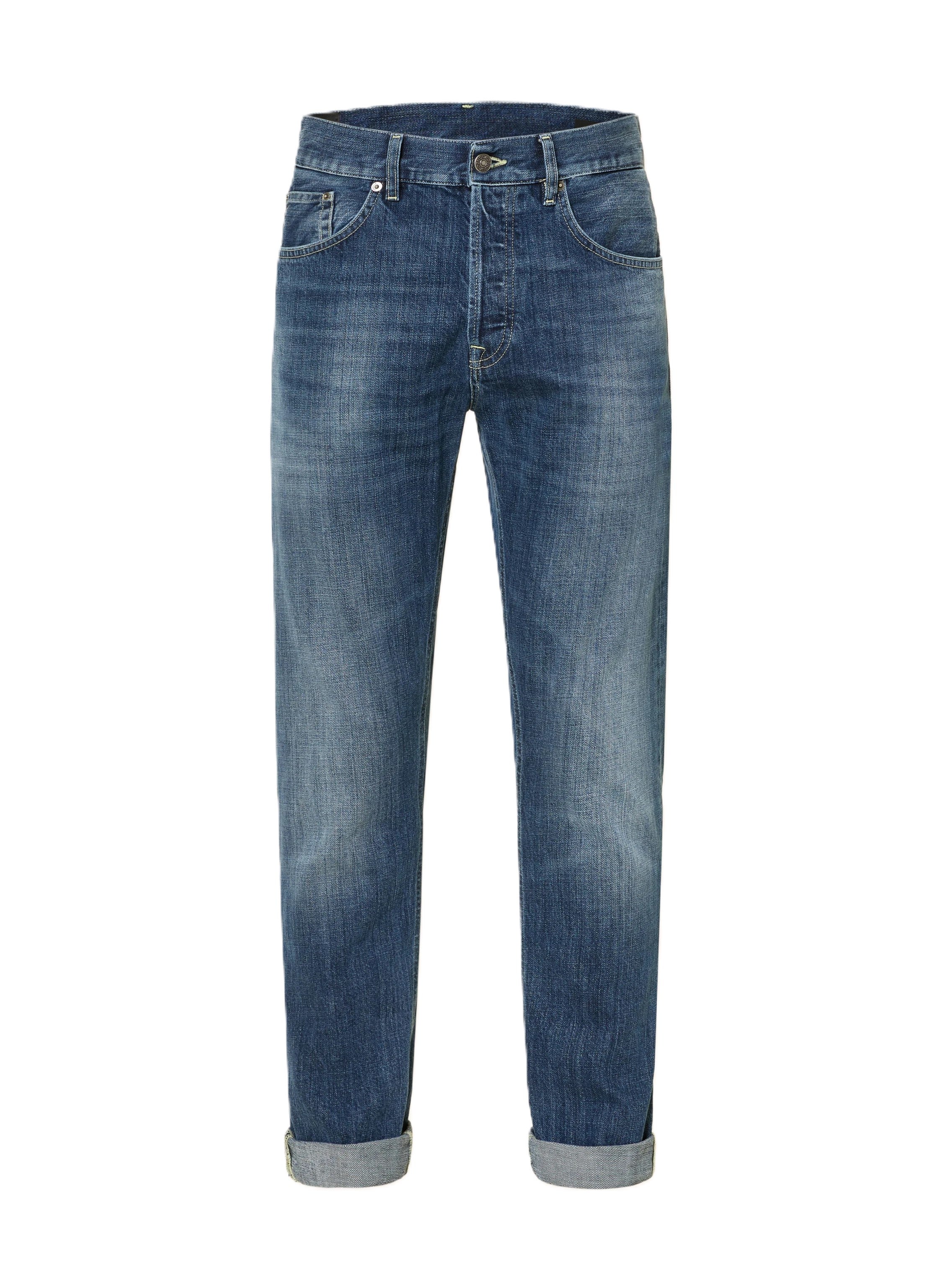 Straight-Leg Jeans with Medium Wash and Rolled Cuffs