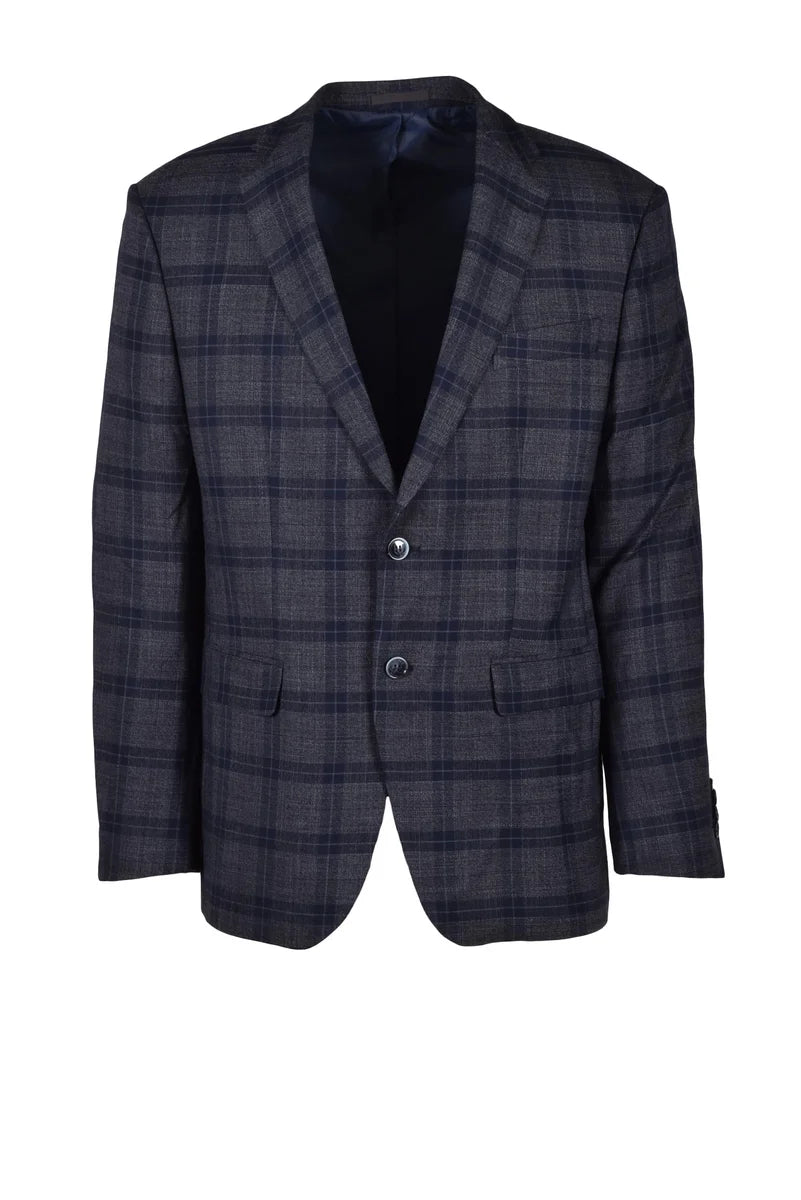 Blue/Grey Polyester Viscose Elastane Jacket Men's