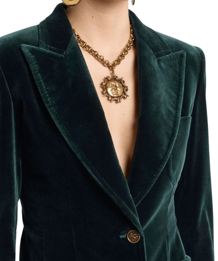 Single-Breasted Stretch Cotton Velvet Jacket