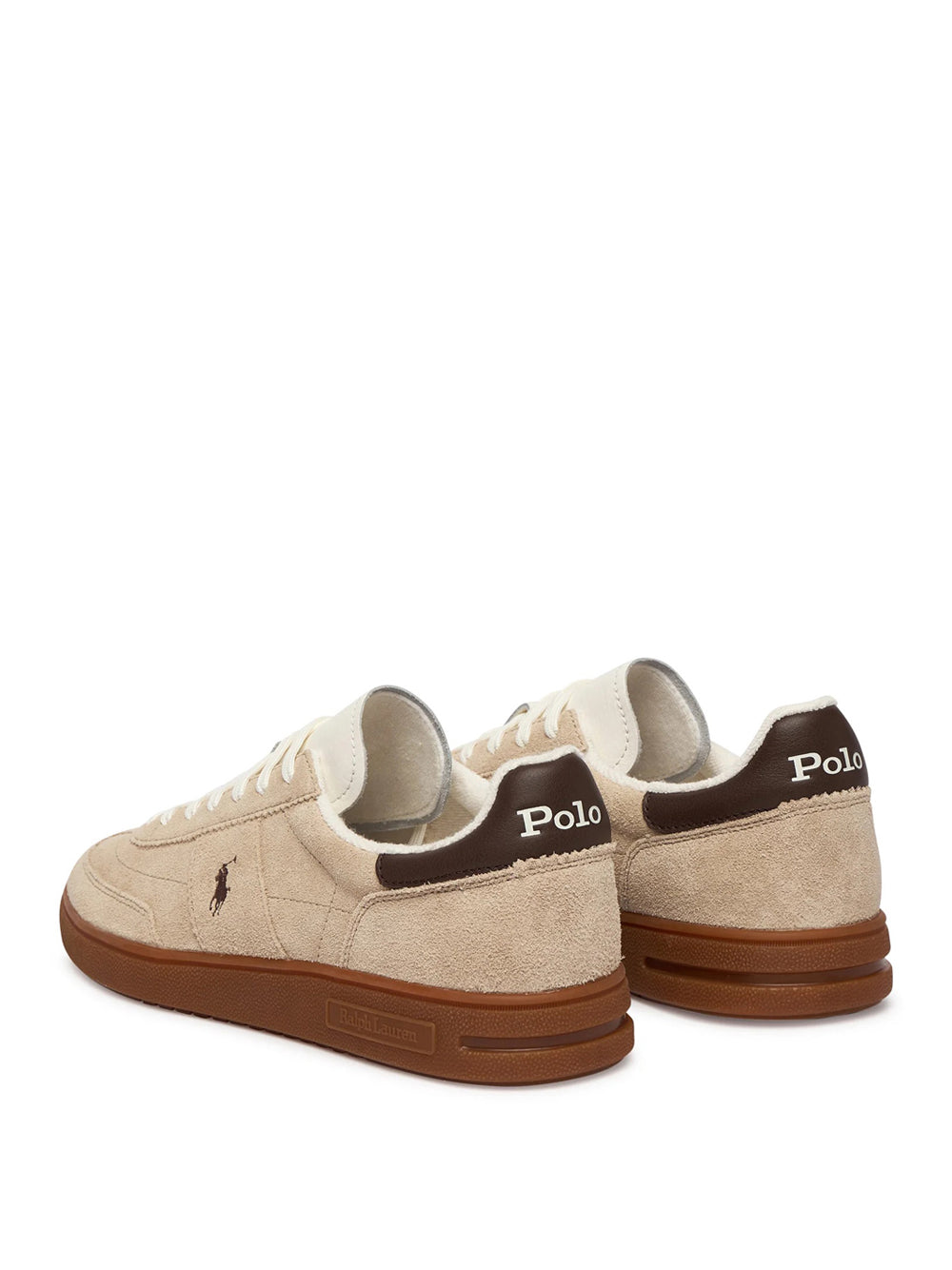 Beige Suede Low-Top Sneakers with Contrasting Details