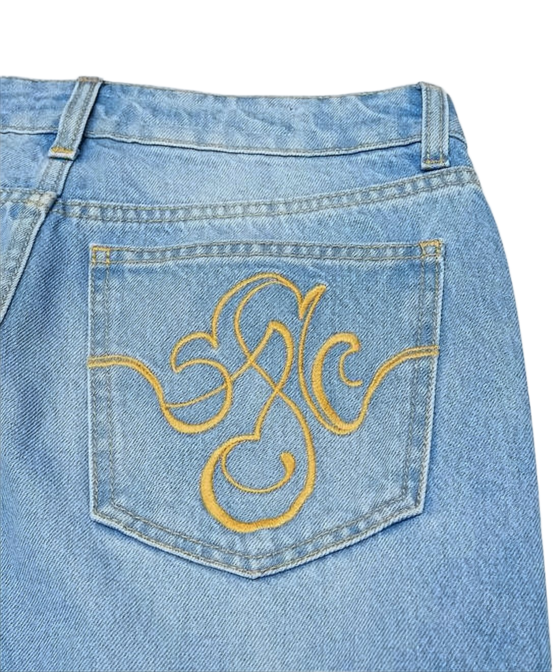 Light Blue Denim Pants with Flared Leg