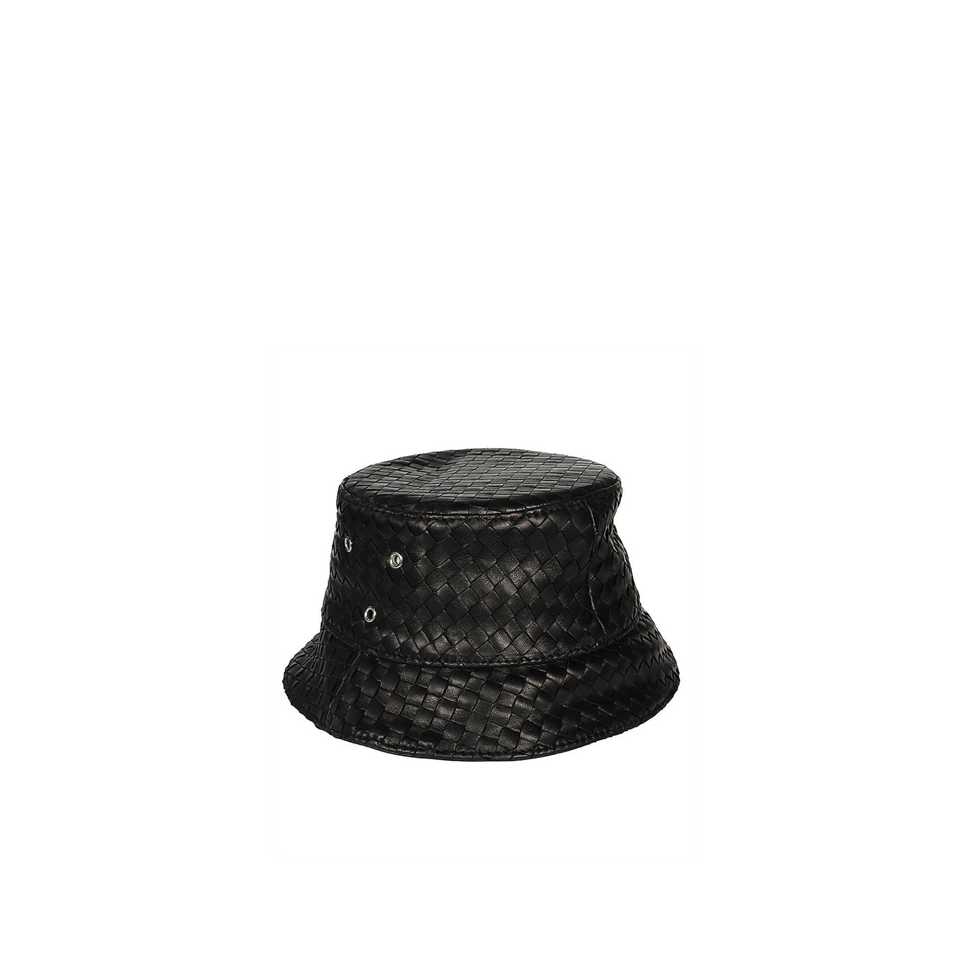 Intricately Woven Lamb Leather Bucket Hat