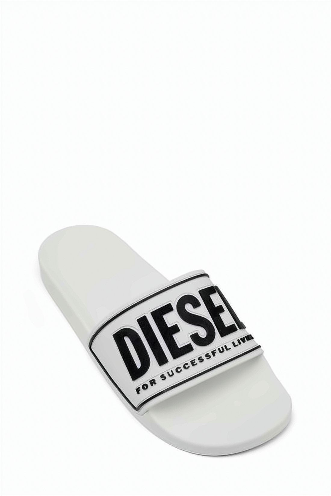White Slide Sandals with Bold Branding