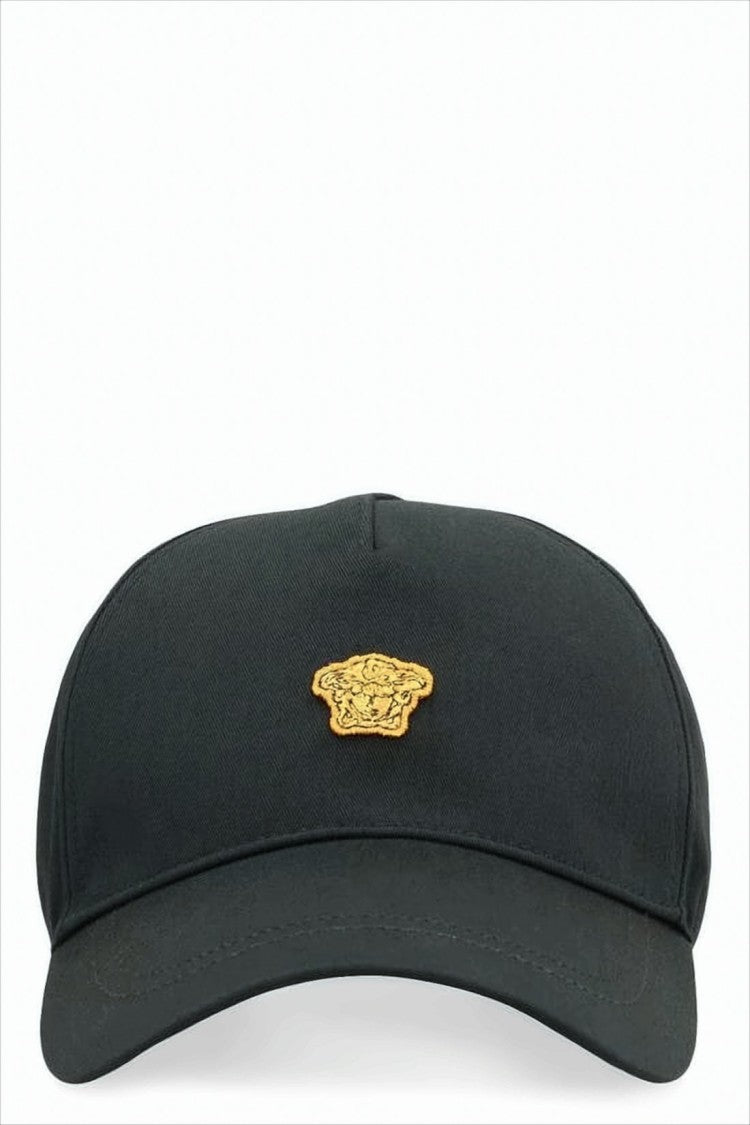 Structured Black Cotton Baseball Cap with Adjustable Strap