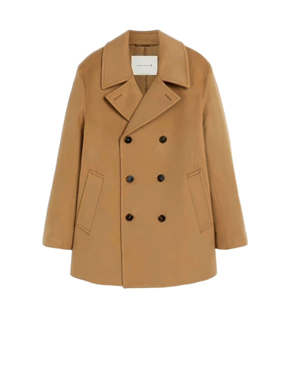 Double-Breasted Cape Coat with Wide Collar
