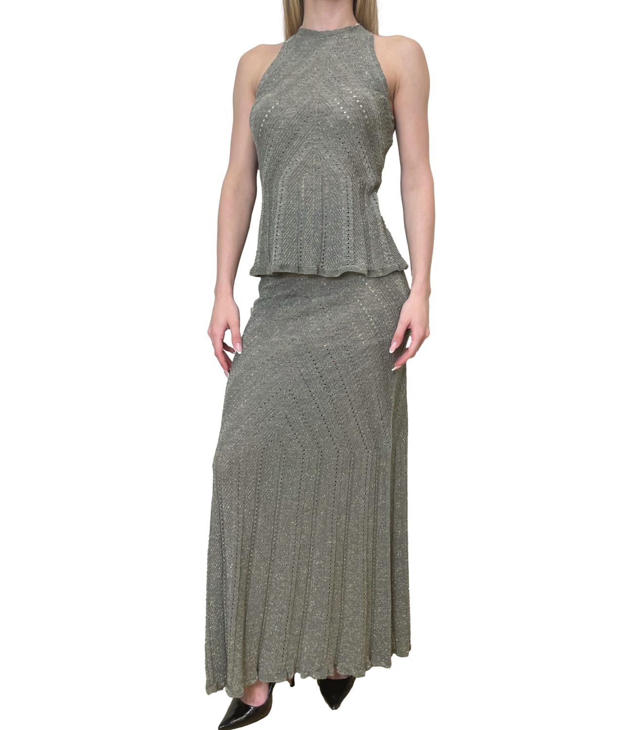 Chevron Knit Maxi Skirt with Fitted Waist
