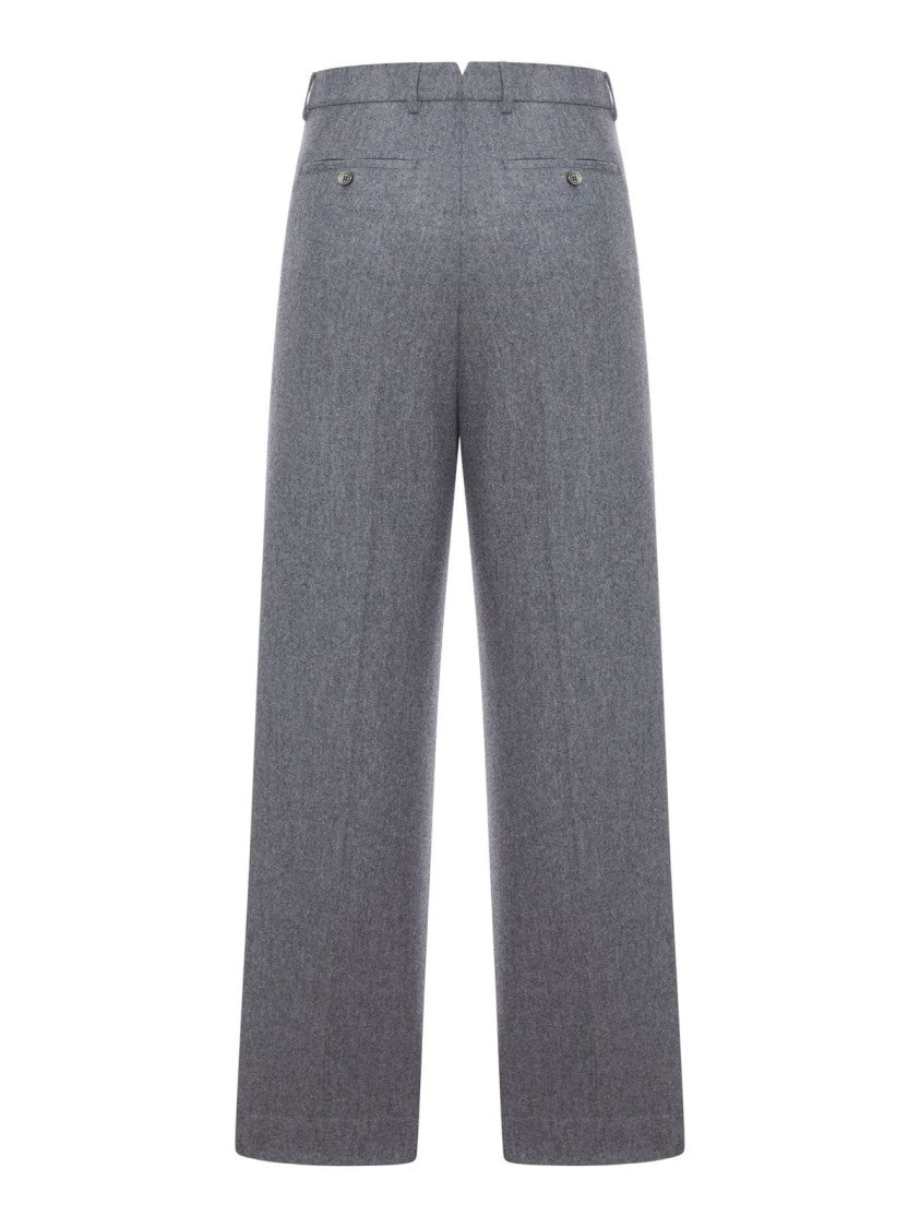Textured Wool Tailored Pants with Classic Waistband