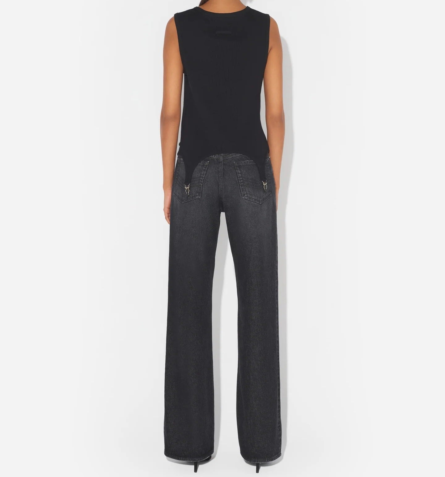 Ribbed Cotton Top with Garter Hem