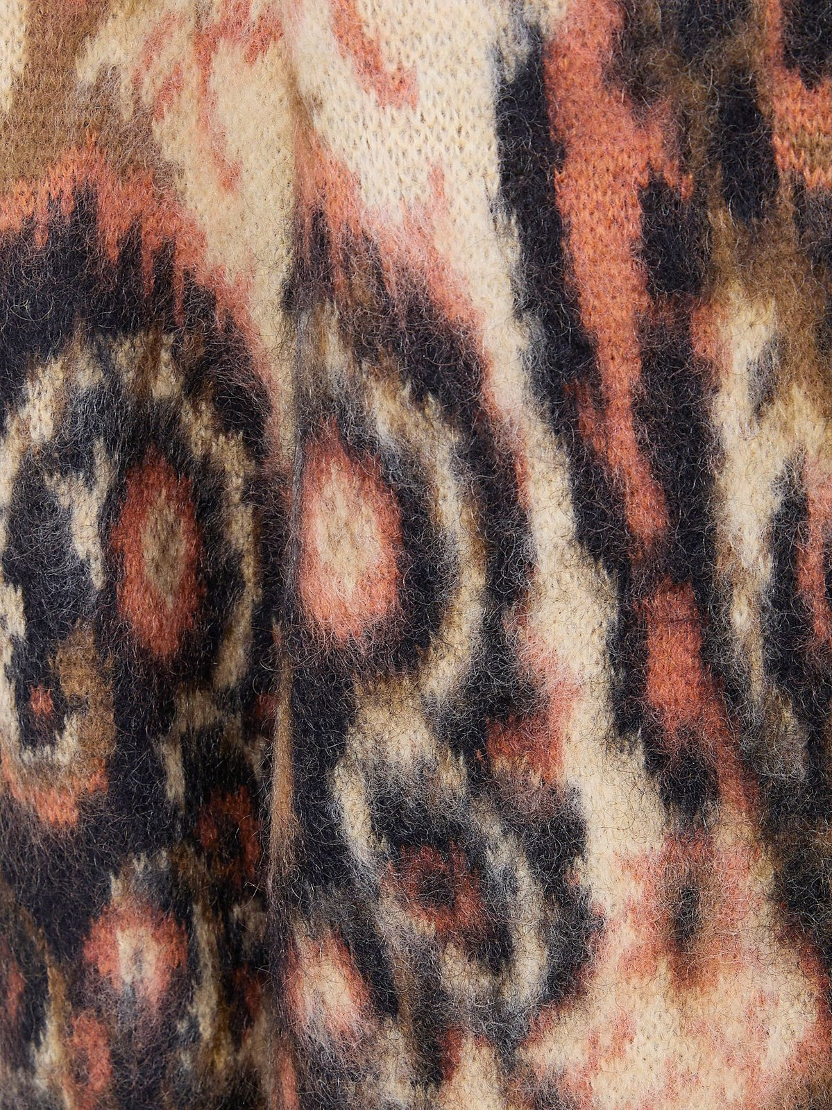 Paisley Pattern Mohair Cardigan with V-Neckline
