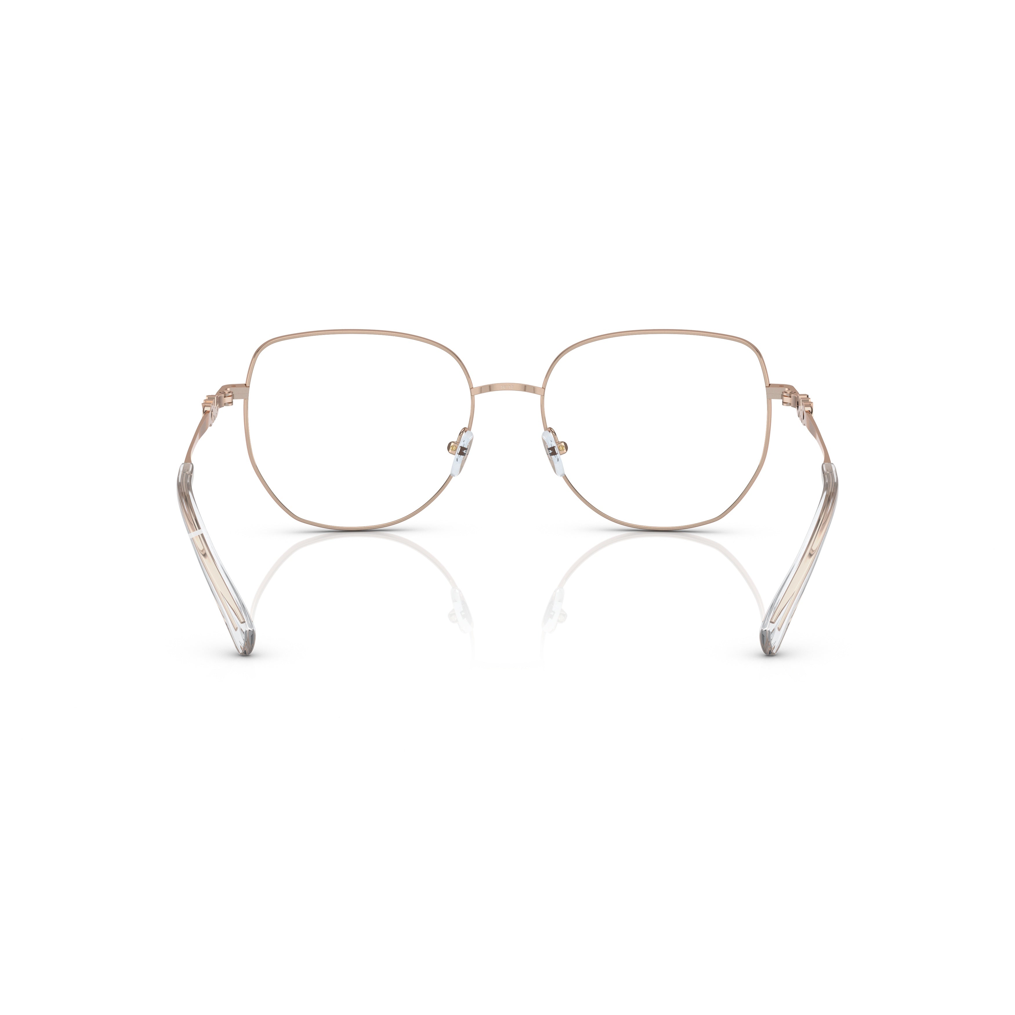 0mk3062 Gold Metal Frame Square Eyeglasses with Cut-Out Logo