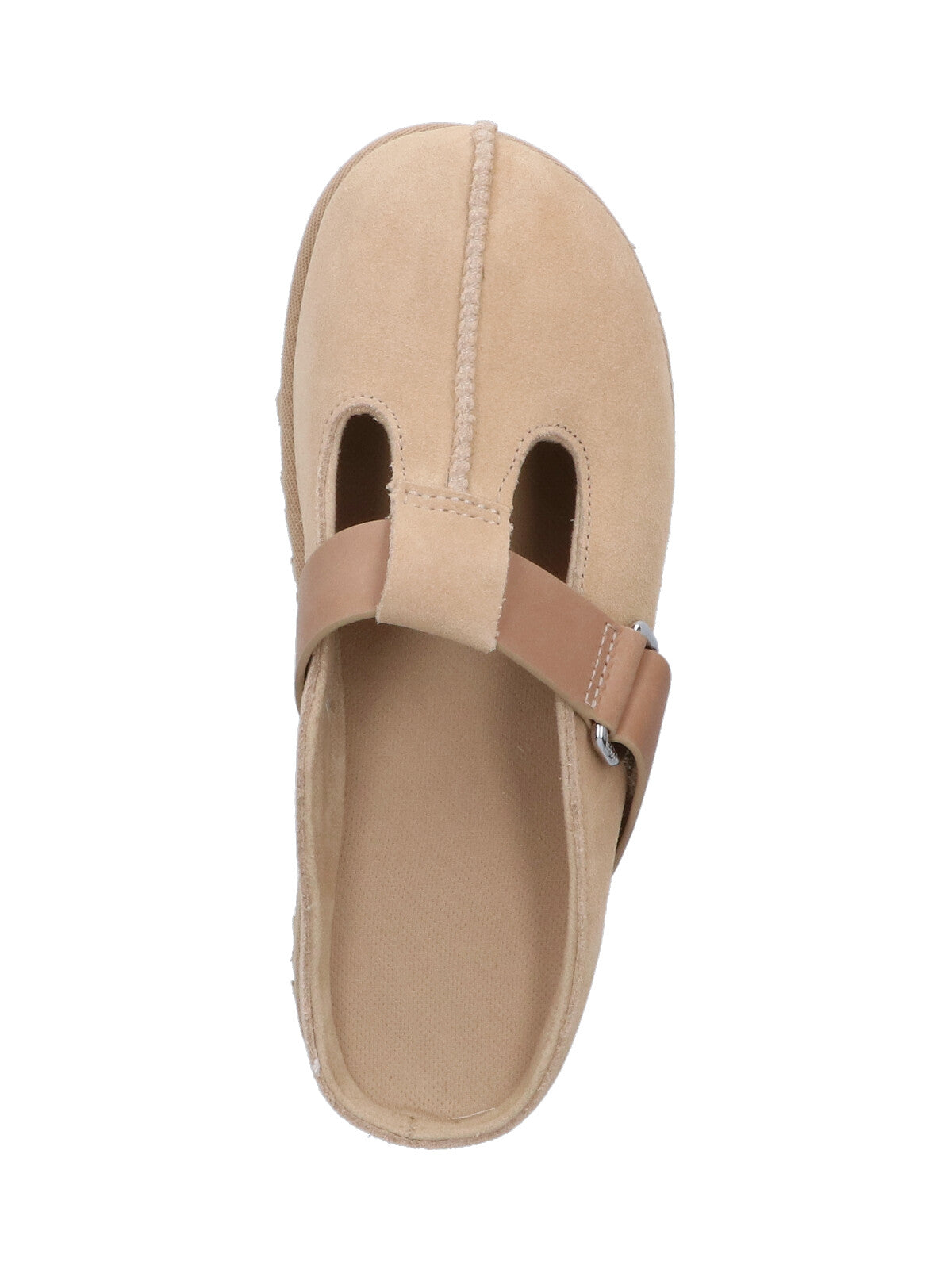 Smooth Beige Flats With Rounded Toe Design