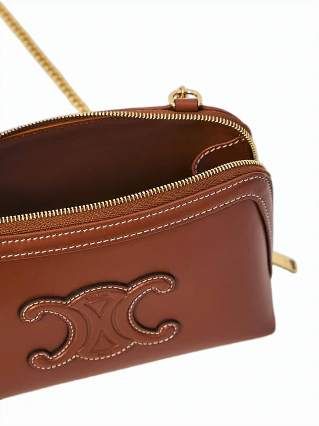 Rectangular Calf Leather Crossbody Bag with Gold-tone Hardware