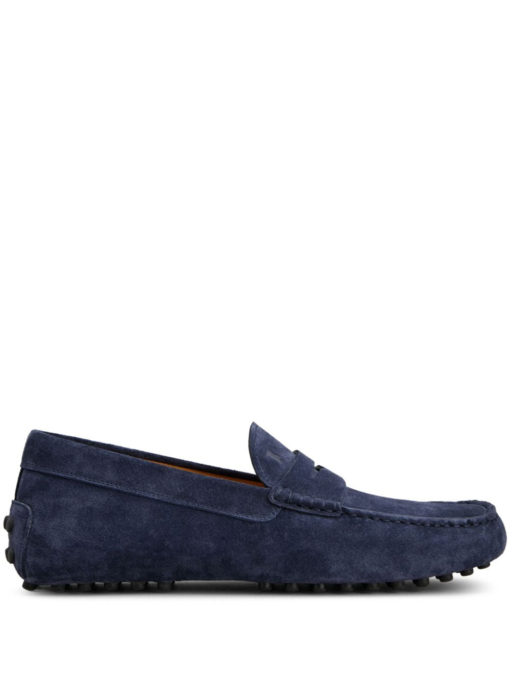 Moccasin-Style Blue Calfskin Flat Shoes