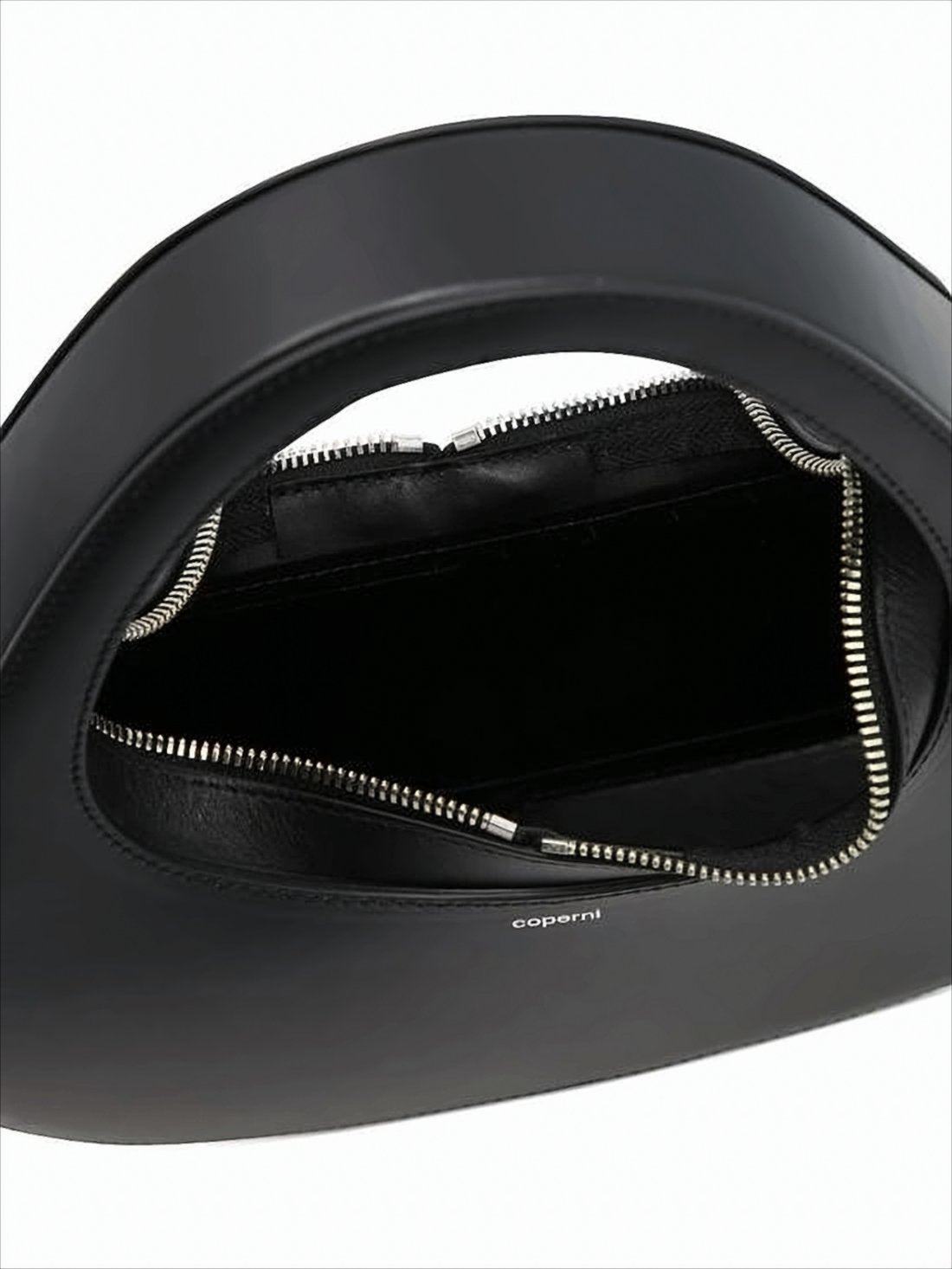 Triangular-Shaped Black Leather Tote Bag