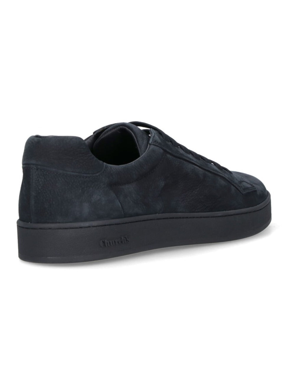 Navy Textured Leather Low-Top Sneakers With Rounded Toe Design