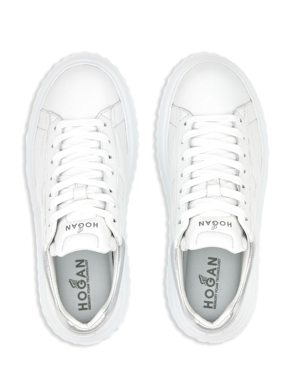 Lace-Up White Flats with Ridged Sole