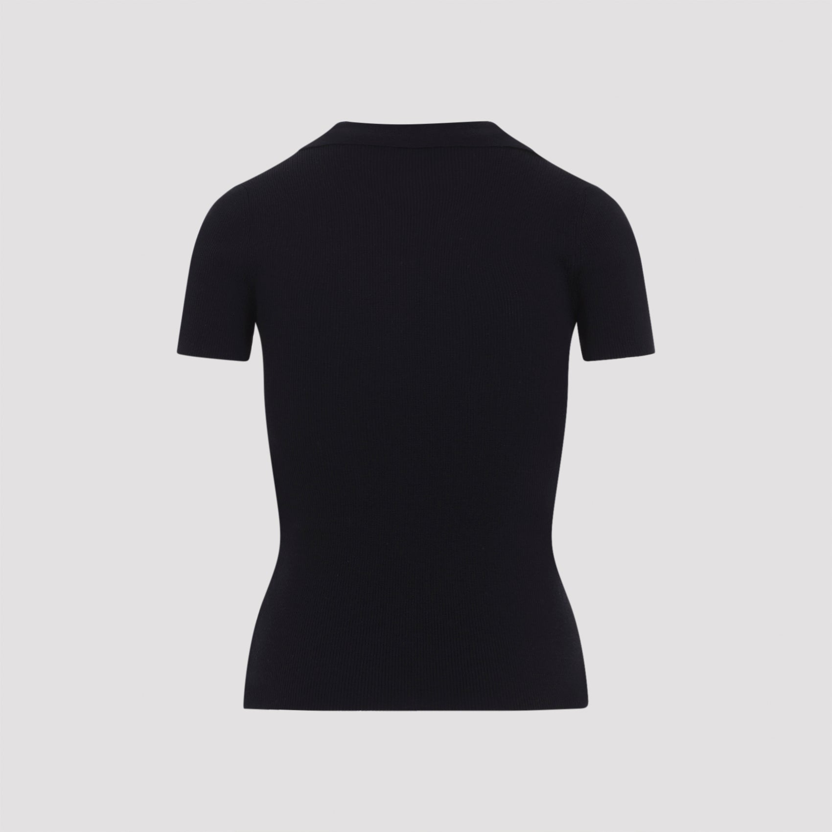 Fitted Short-Sleeve Sweater With Deep V-Neck