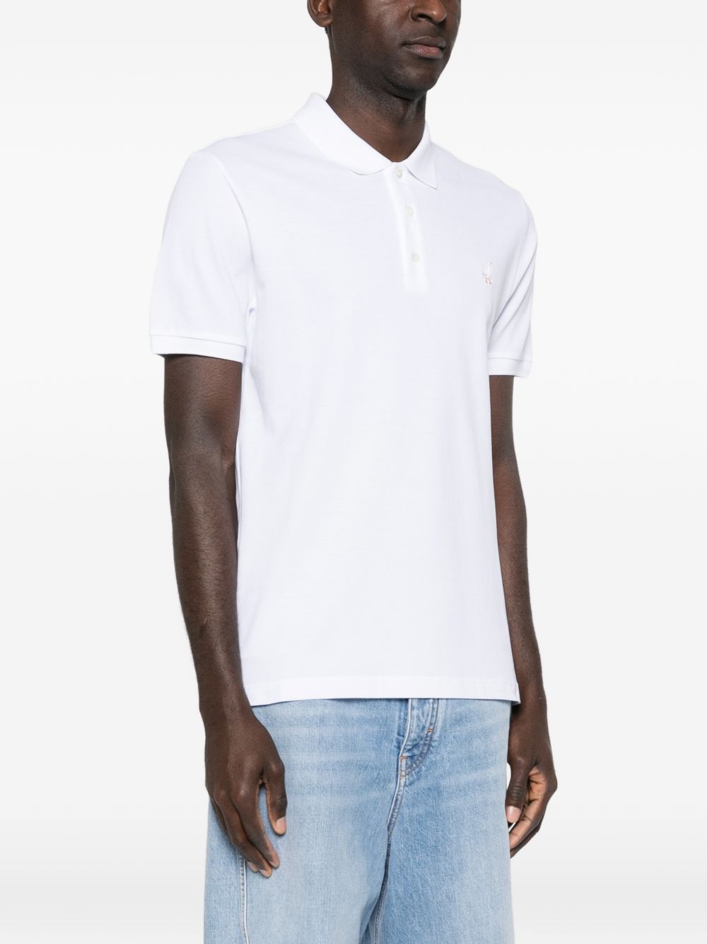 Minimalist White Polo Shirt with Silk