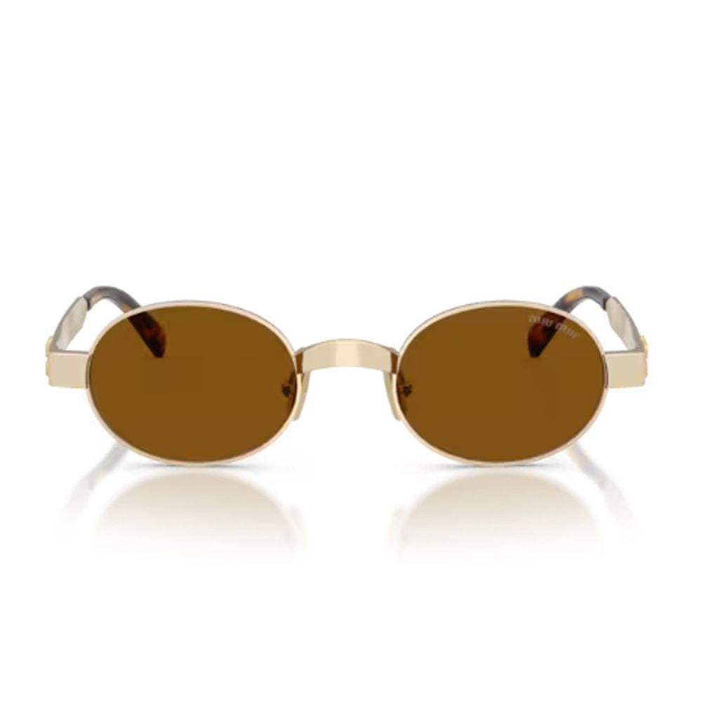 Compact Oval Sunglasses with Satin Gold-tone Frame