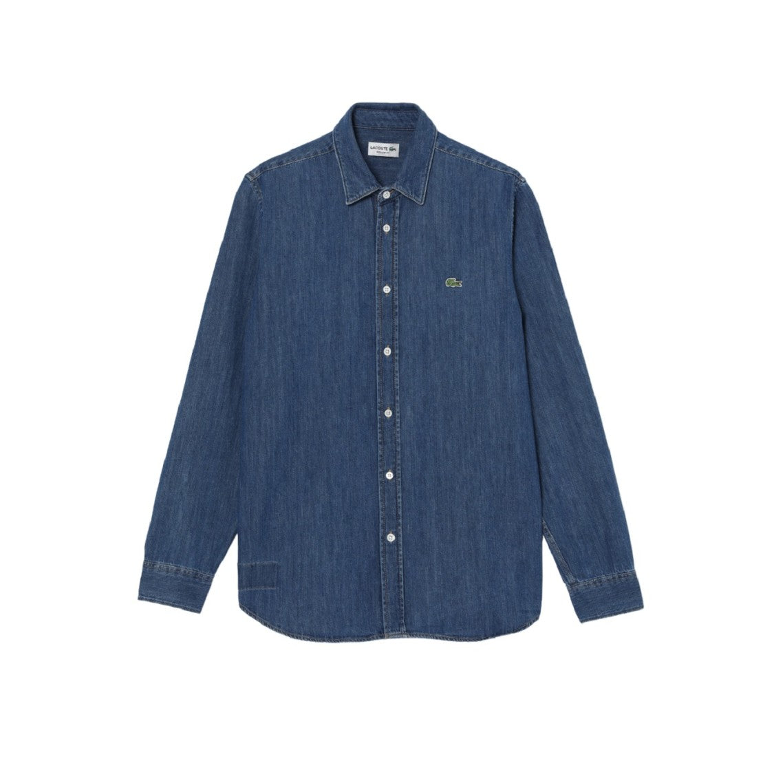 Organic Cotton Denim Shirt with Embroidered Crocodile Logo