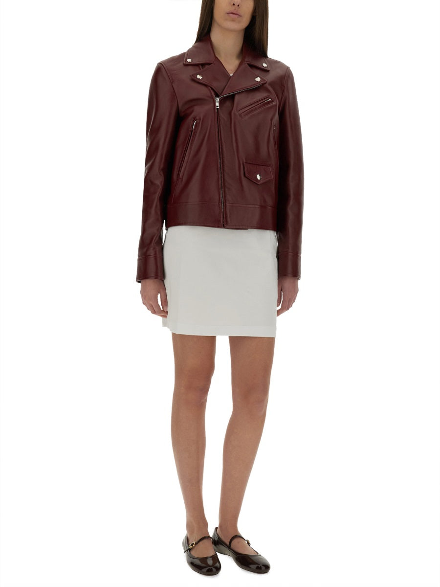 Classic Black Leather Biker Jacket with Structured Fit