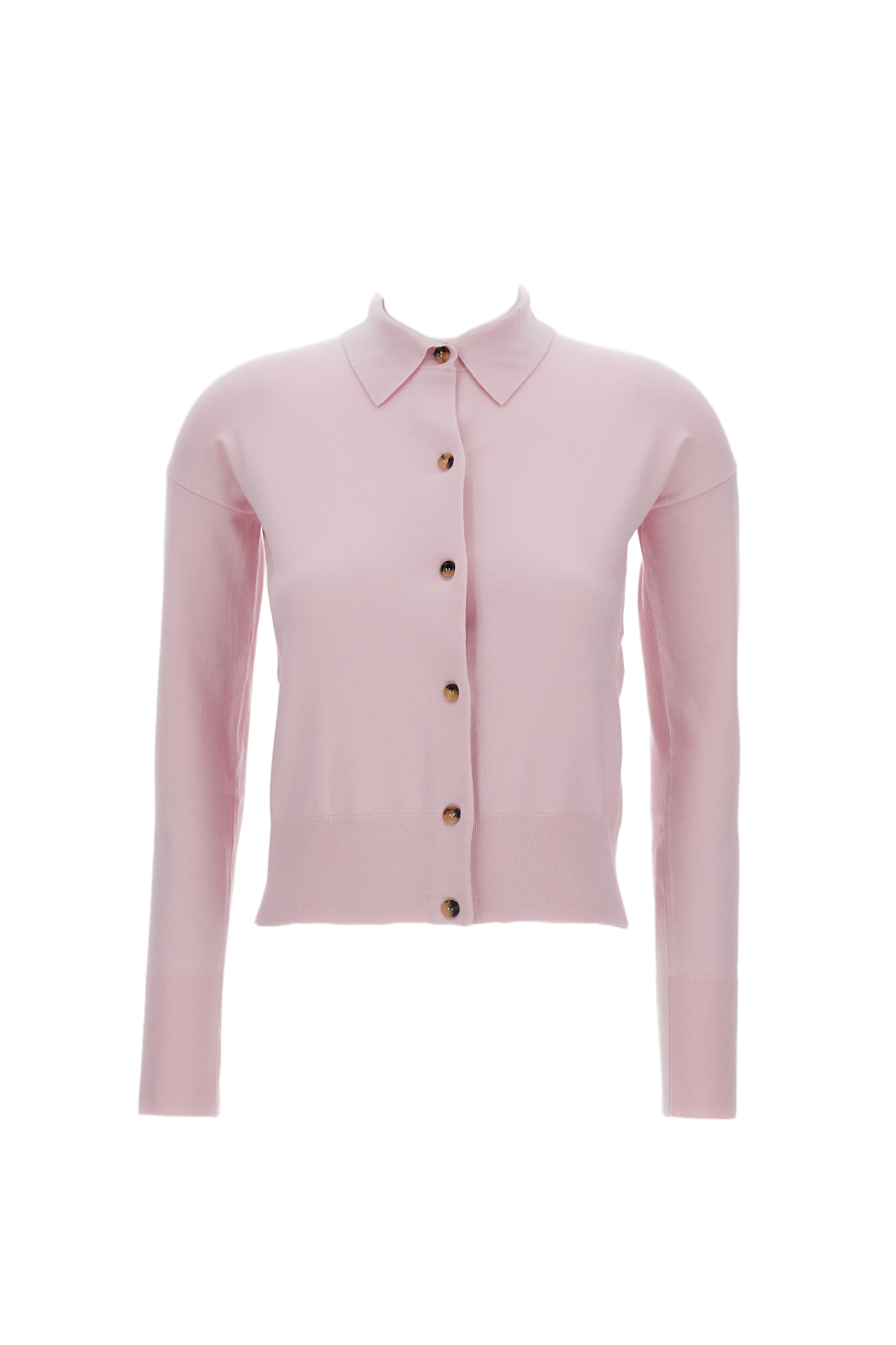 Wool Blend Cardigan With Classic Point Collar