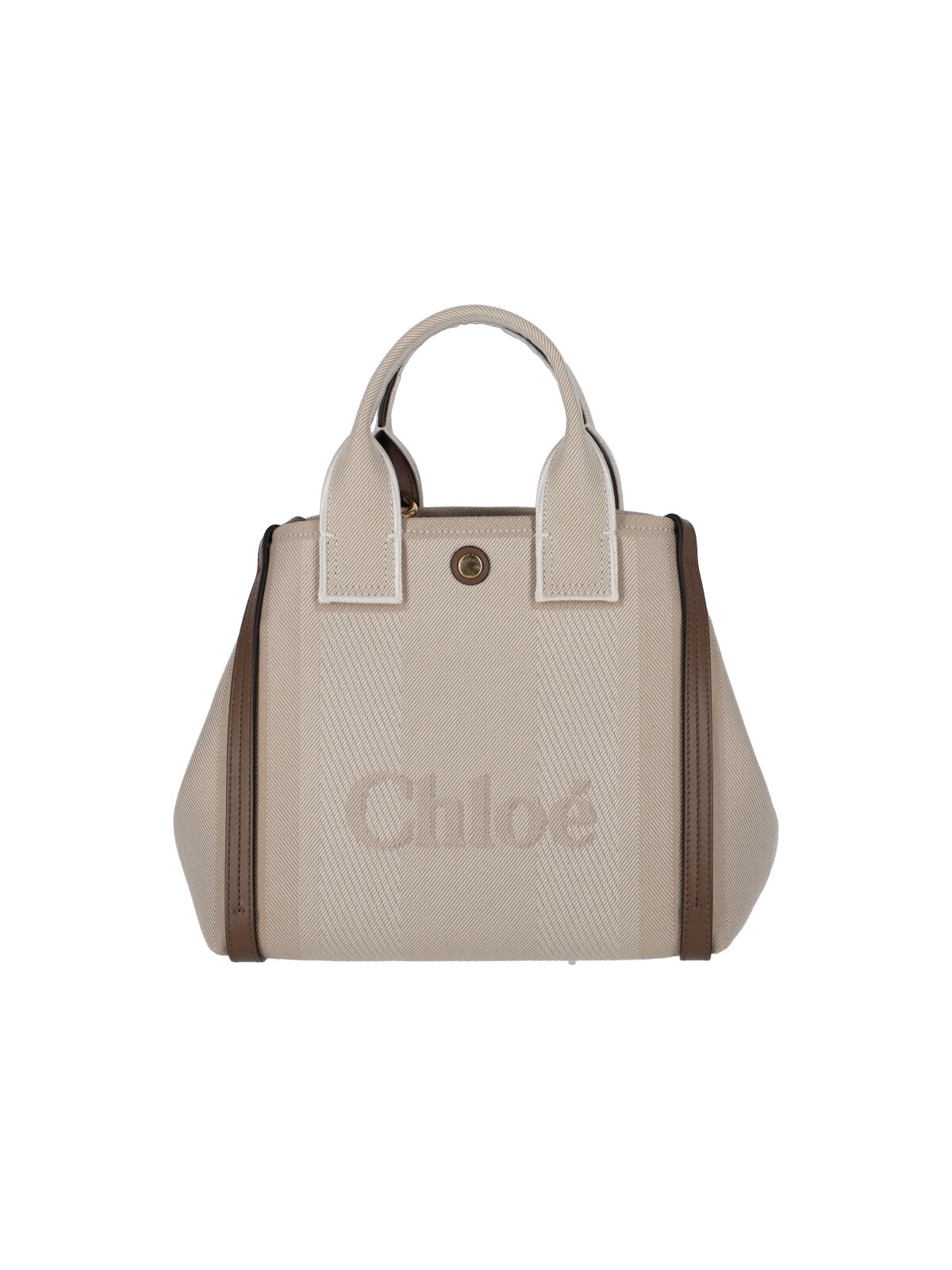 "Carry" Small Tote Bag, In Beige Organic Cotton
