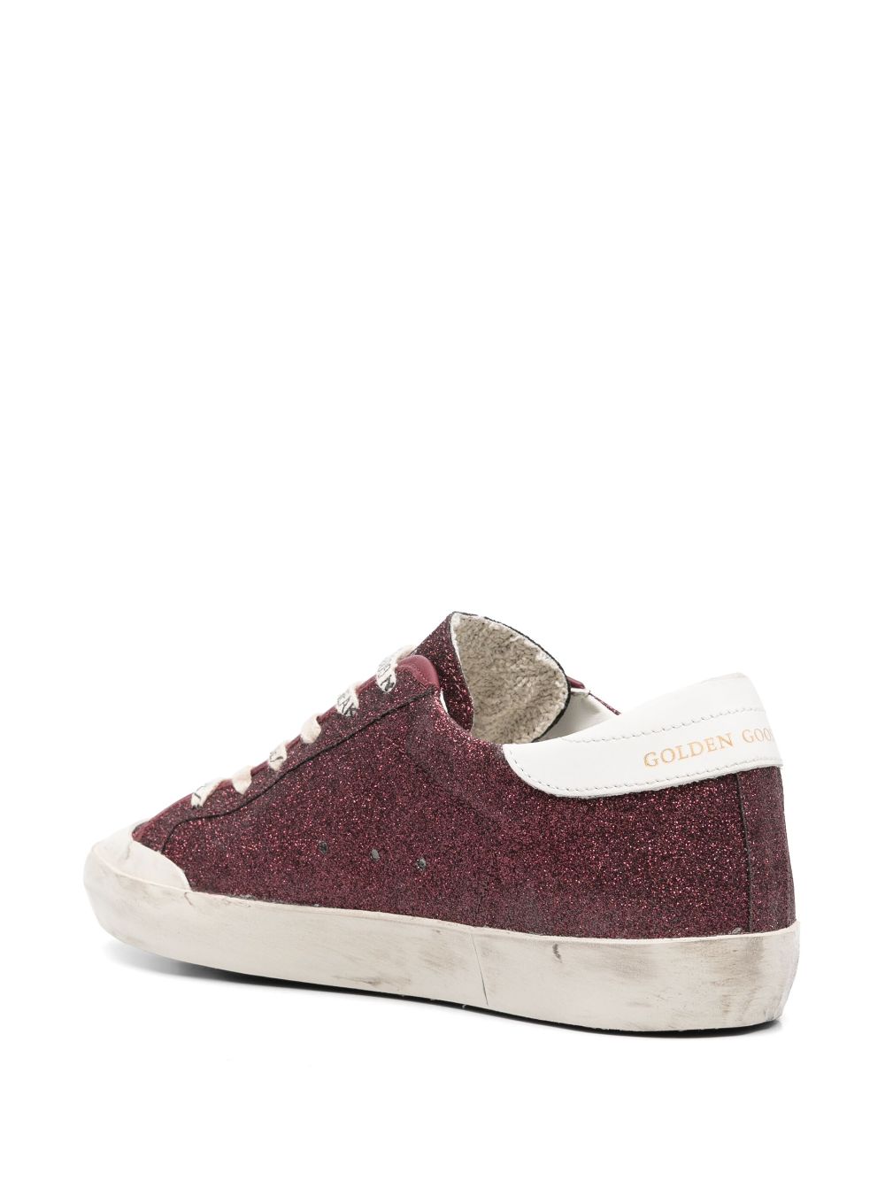 Bordeaux Red Glitter Low-Top Sneakers With Signature Star Patch