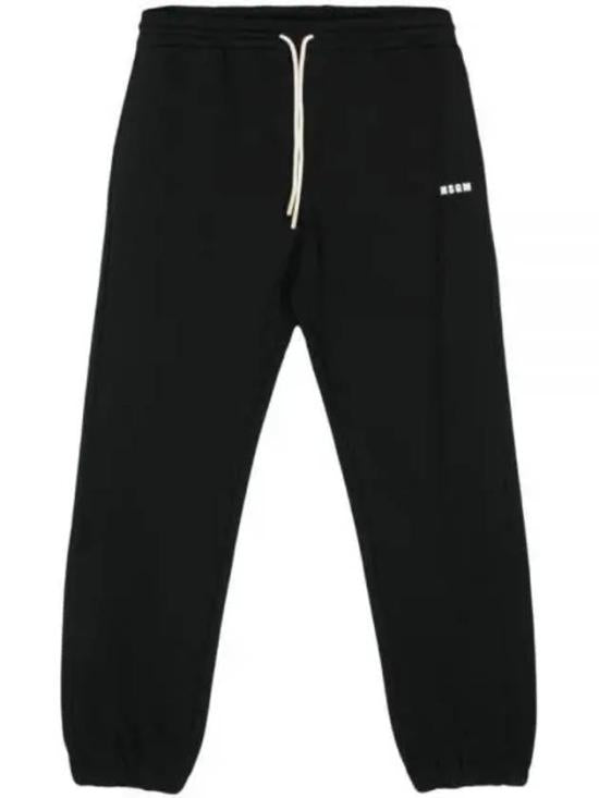 Relaxed Fit Black Track Pants with Tapered Legs and Logo Detail