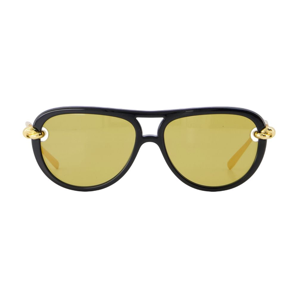 Bold Black Acetate Sunglasses with Gold Detailing