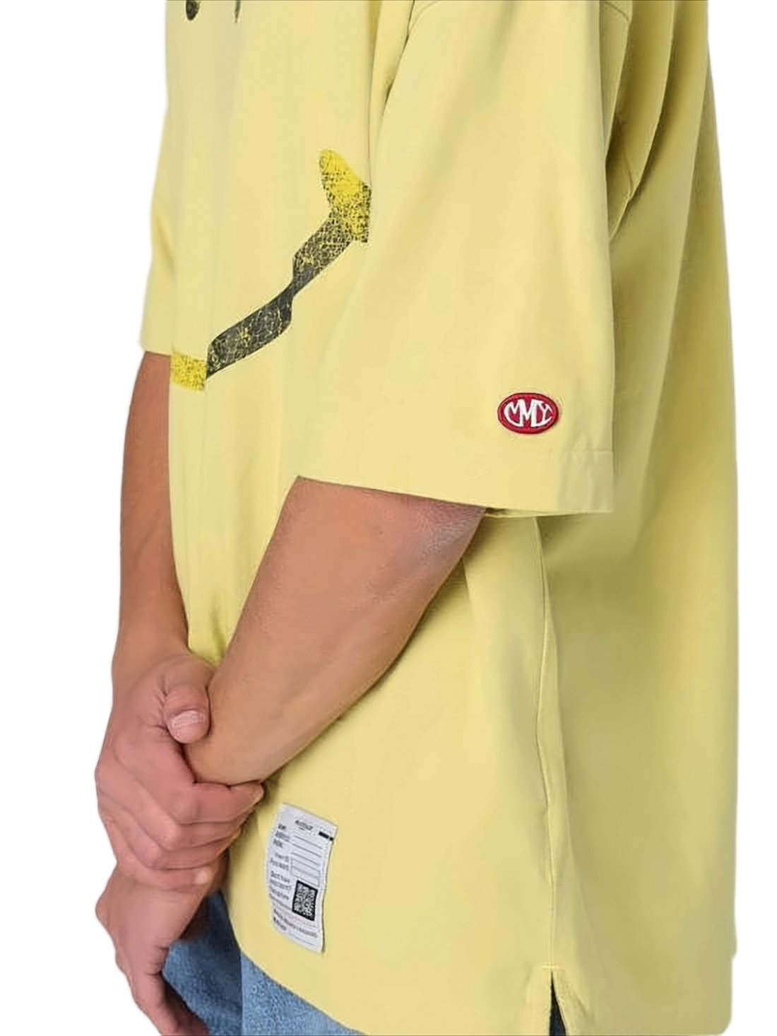 Loose-Fitting Cotton T-Shirt with Faded Smiley Graphic