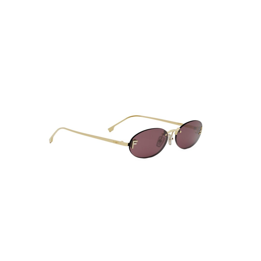 Oval Lens Sunglasses with Gold-Toned Frame and Tinted Lenses
