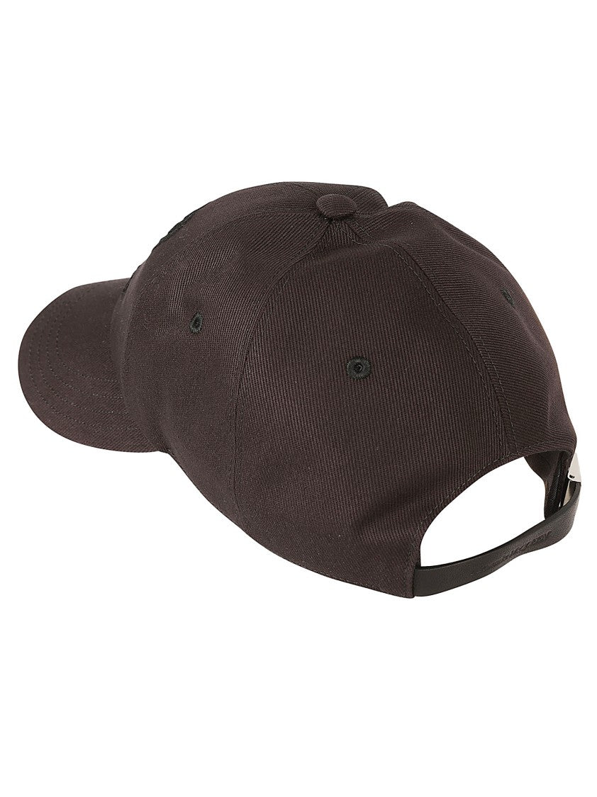 Structured Black Cotton Cap With Logo Embroidery