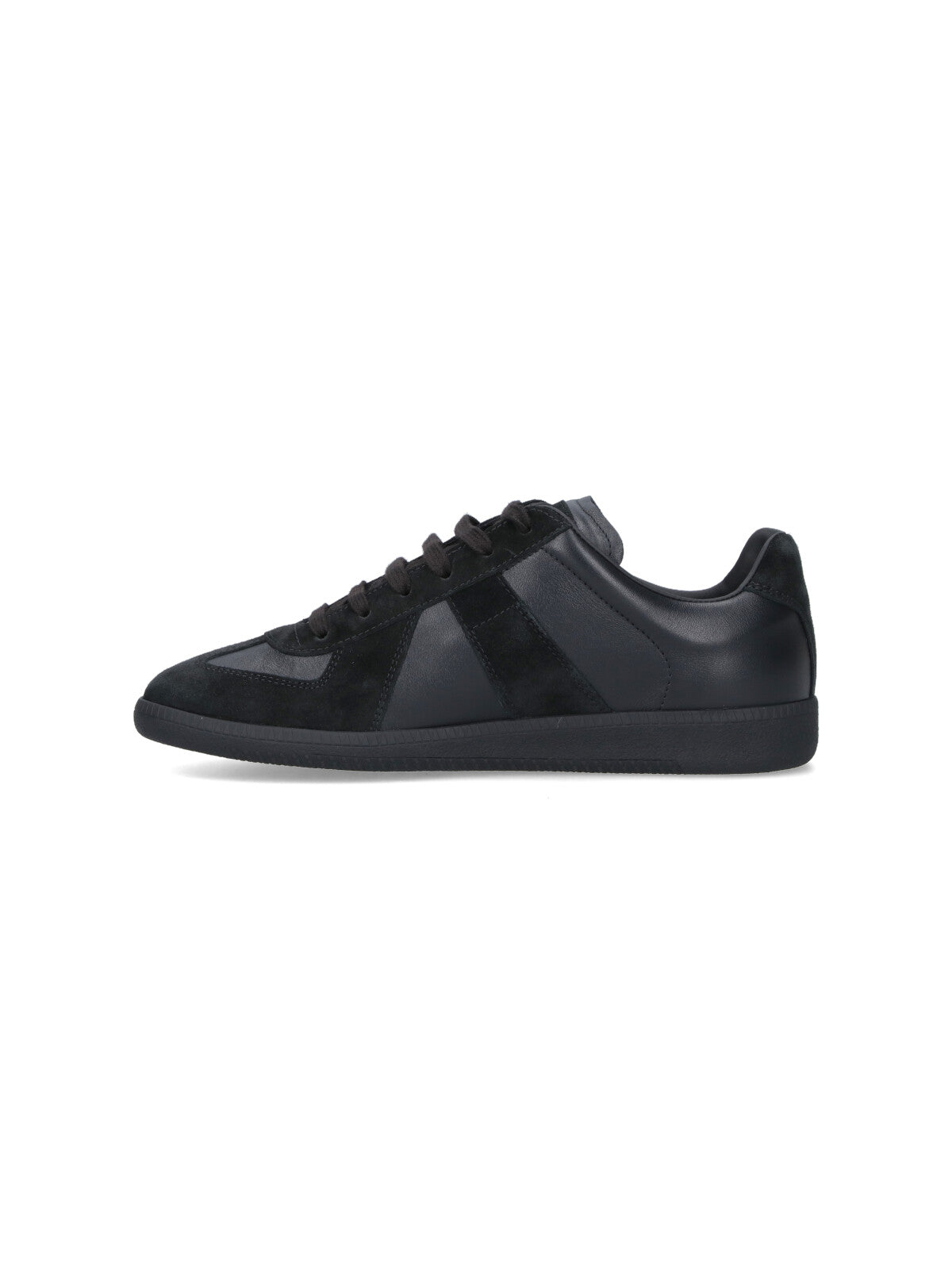 Black Replica Suede Panel Leather Sneakers