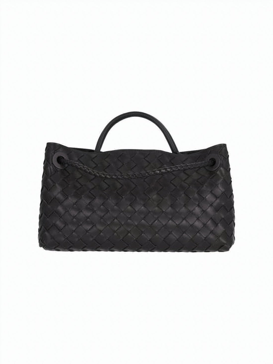Woven Lambskin Shoulder Bag with Braided Drawstring Closure