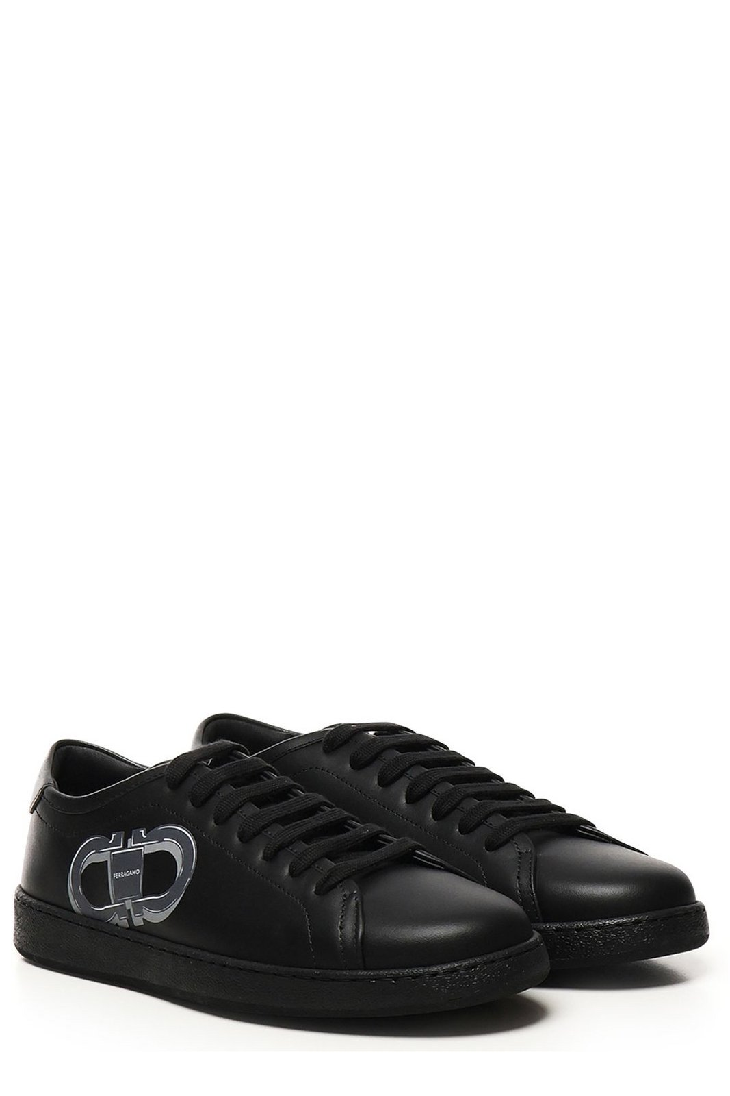 Monochromatic Black Calf Leather Sneakers