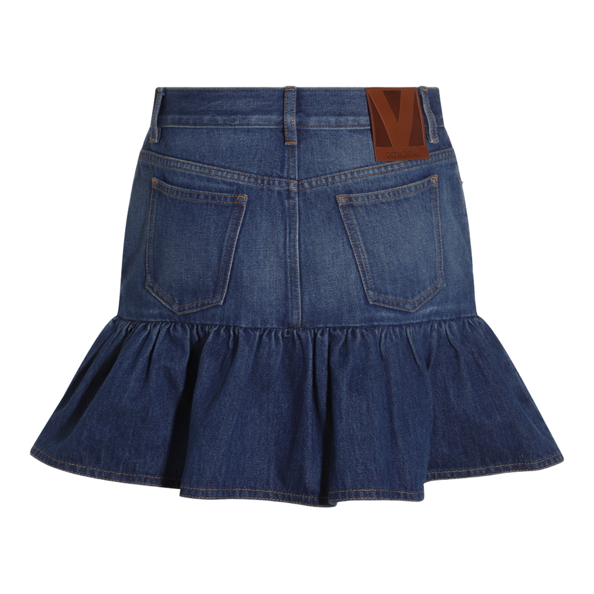 Fitted Denim Mini Skirt with Ruffled Hem