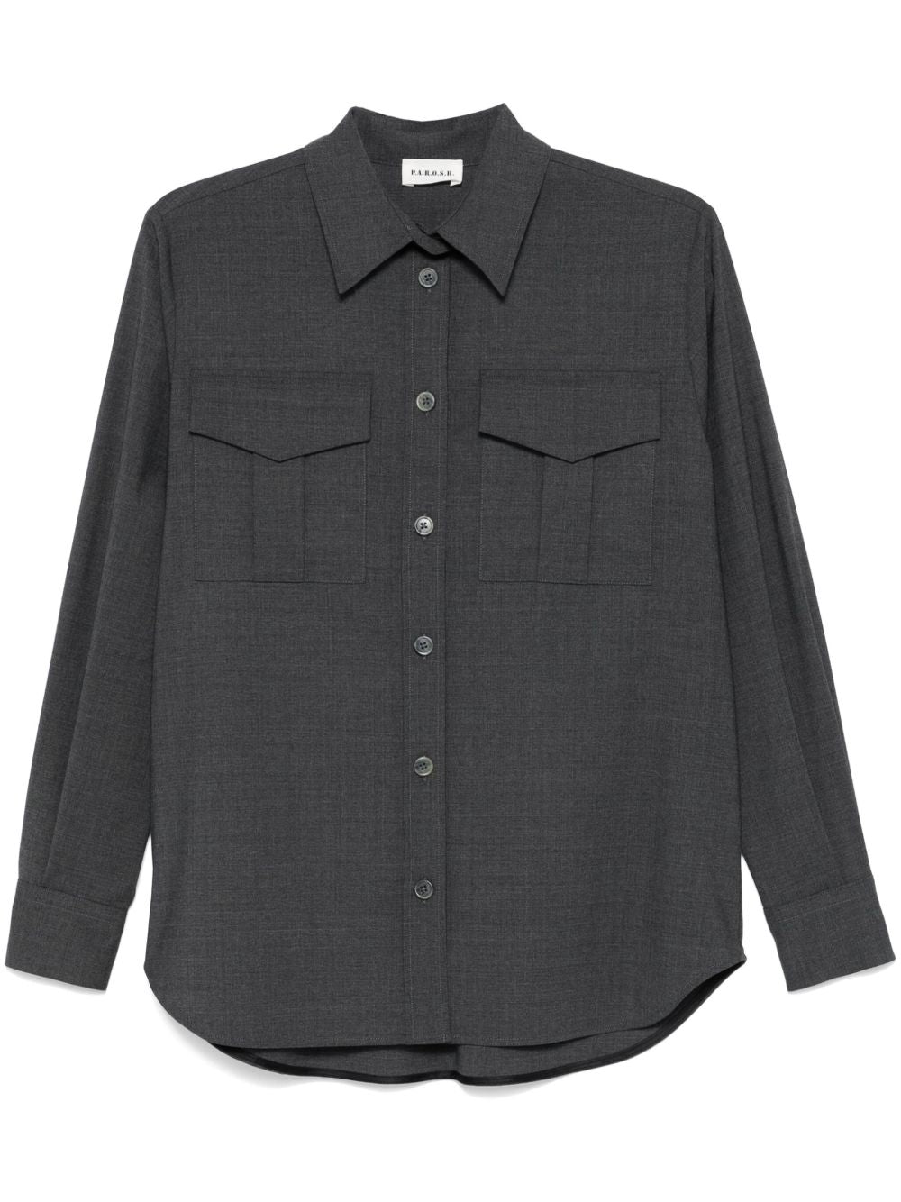 Structured Anthracite Stretch Wool Shirt