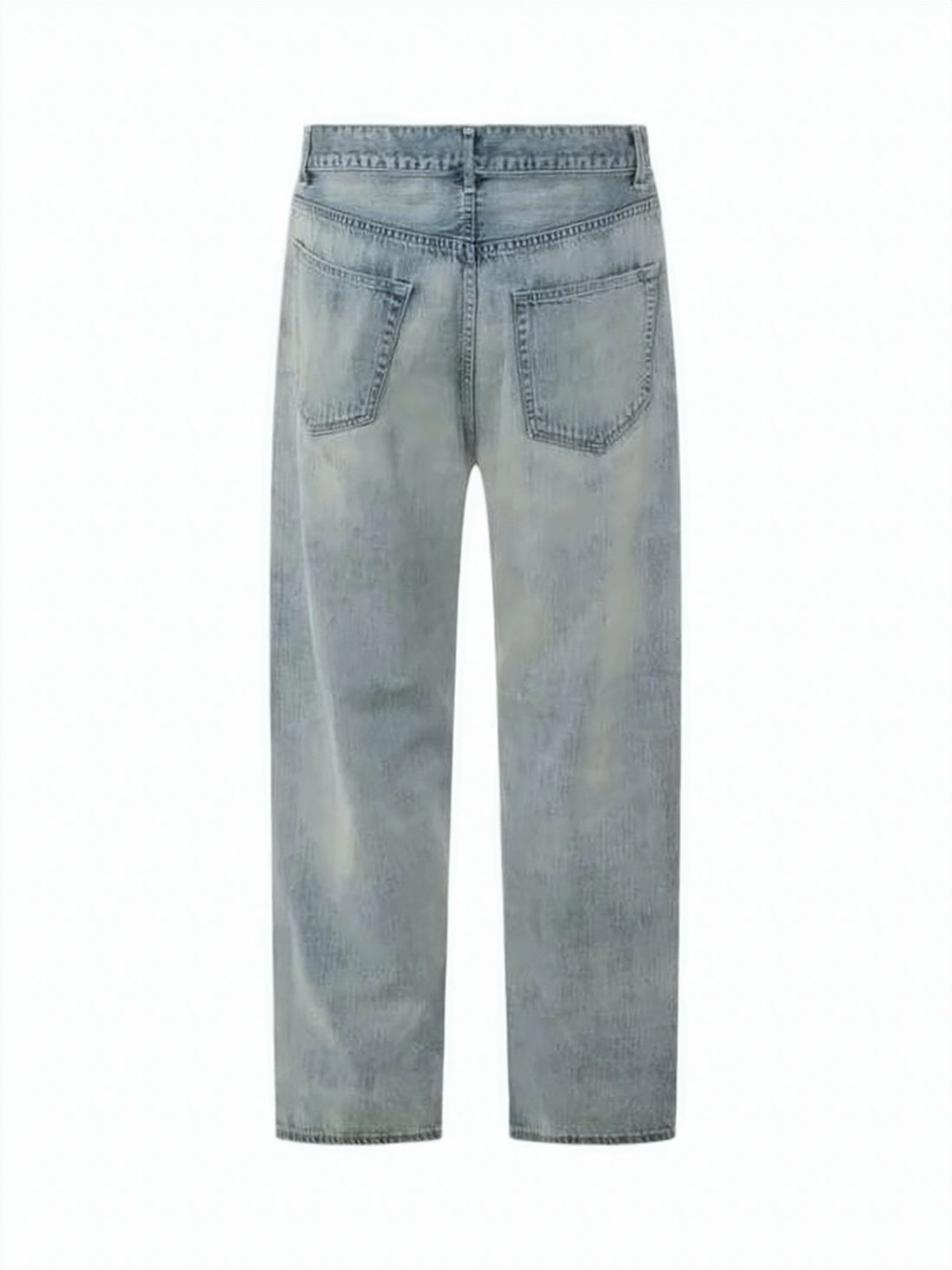 Relaxed Straight-Leg Denim Pants with Subtle Distressing