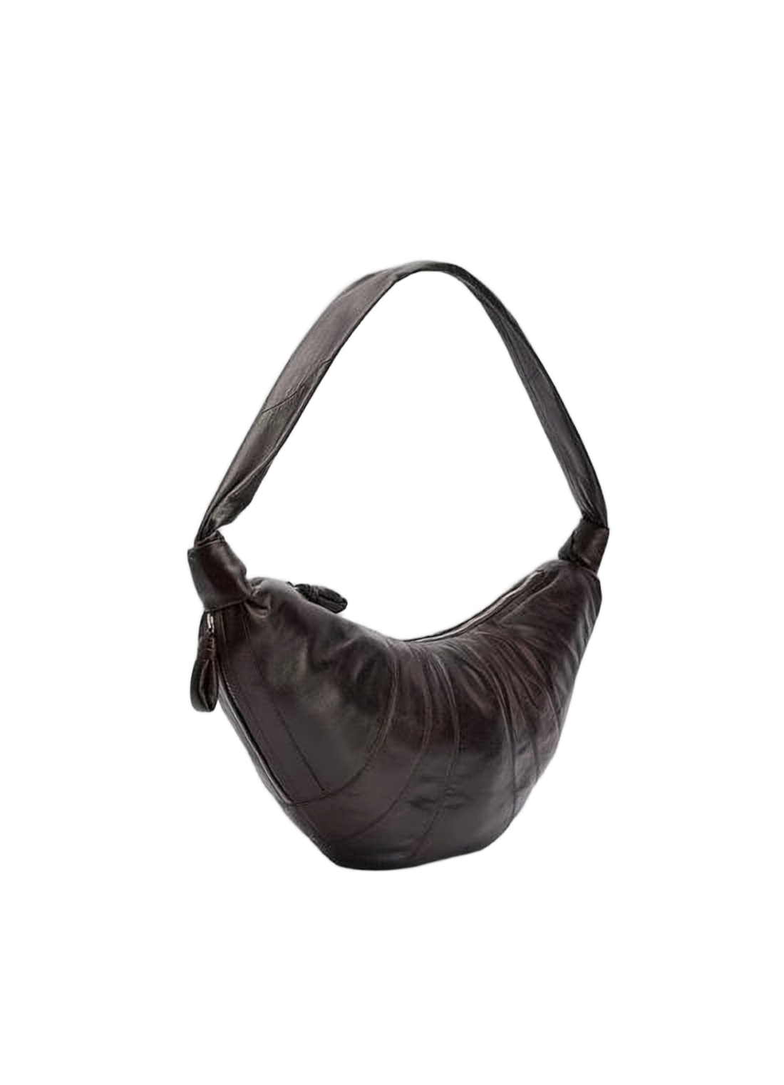 Crescent-Shaped Lambskin Shoulder Bag with Minimalist Design