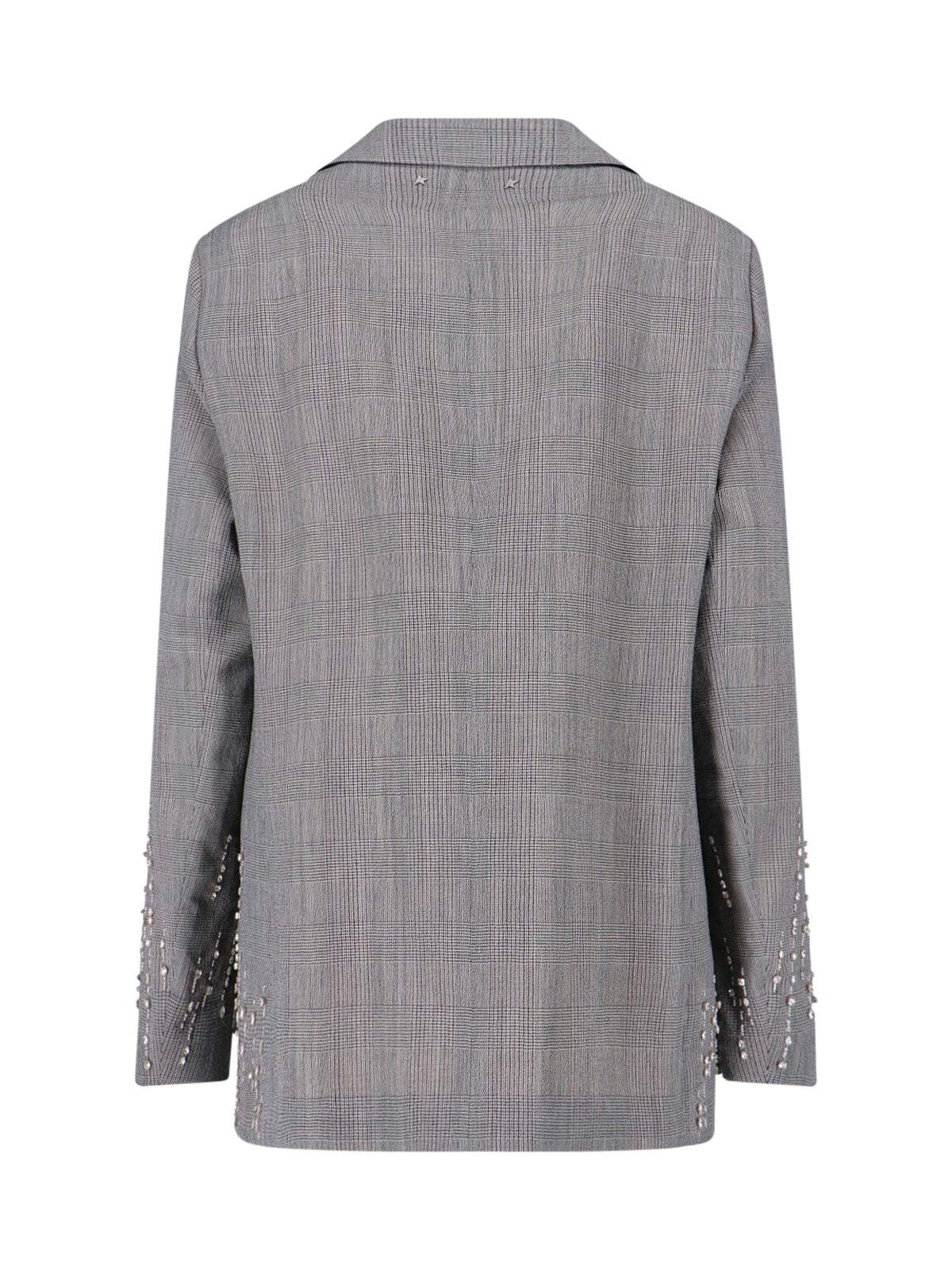 Gray Prince of Wales Wool Crystal Blazer