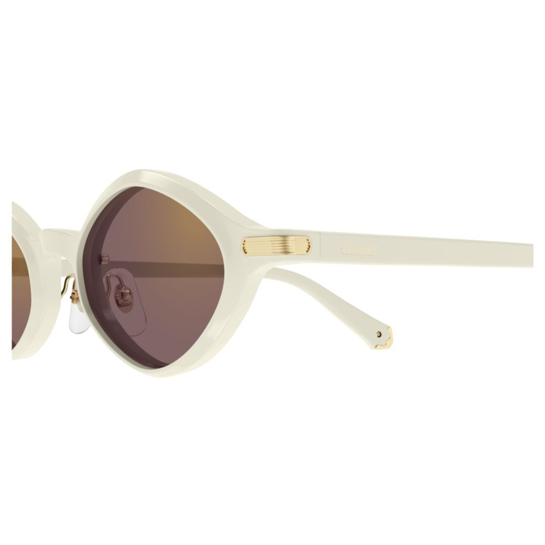 Oval Off-White Recycled Acetate Sunglasses With Brown-Tinted Lenses