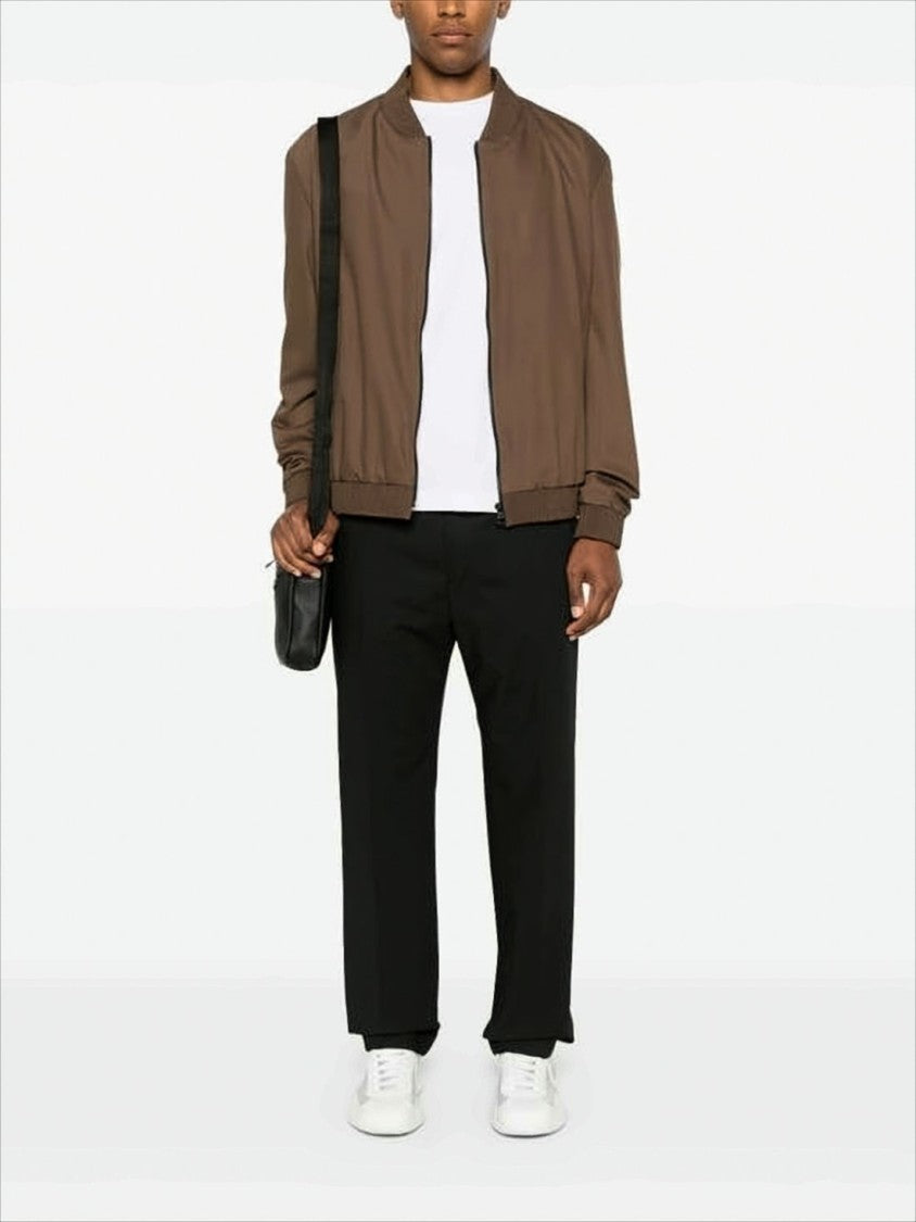 Brown Wool-Blend Bomber Jacket by Hugo Boss