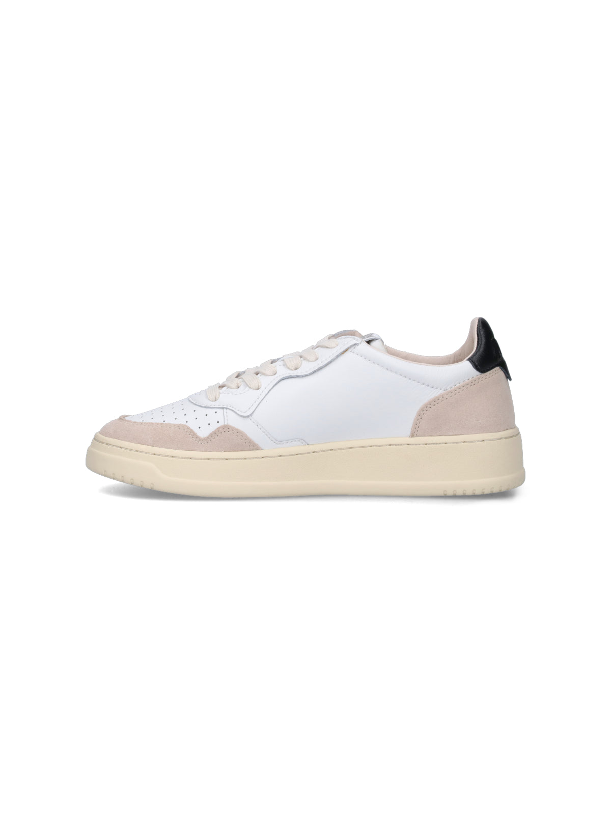 Low-Top Sneakers With Beige Suede Accents And Embossed Details