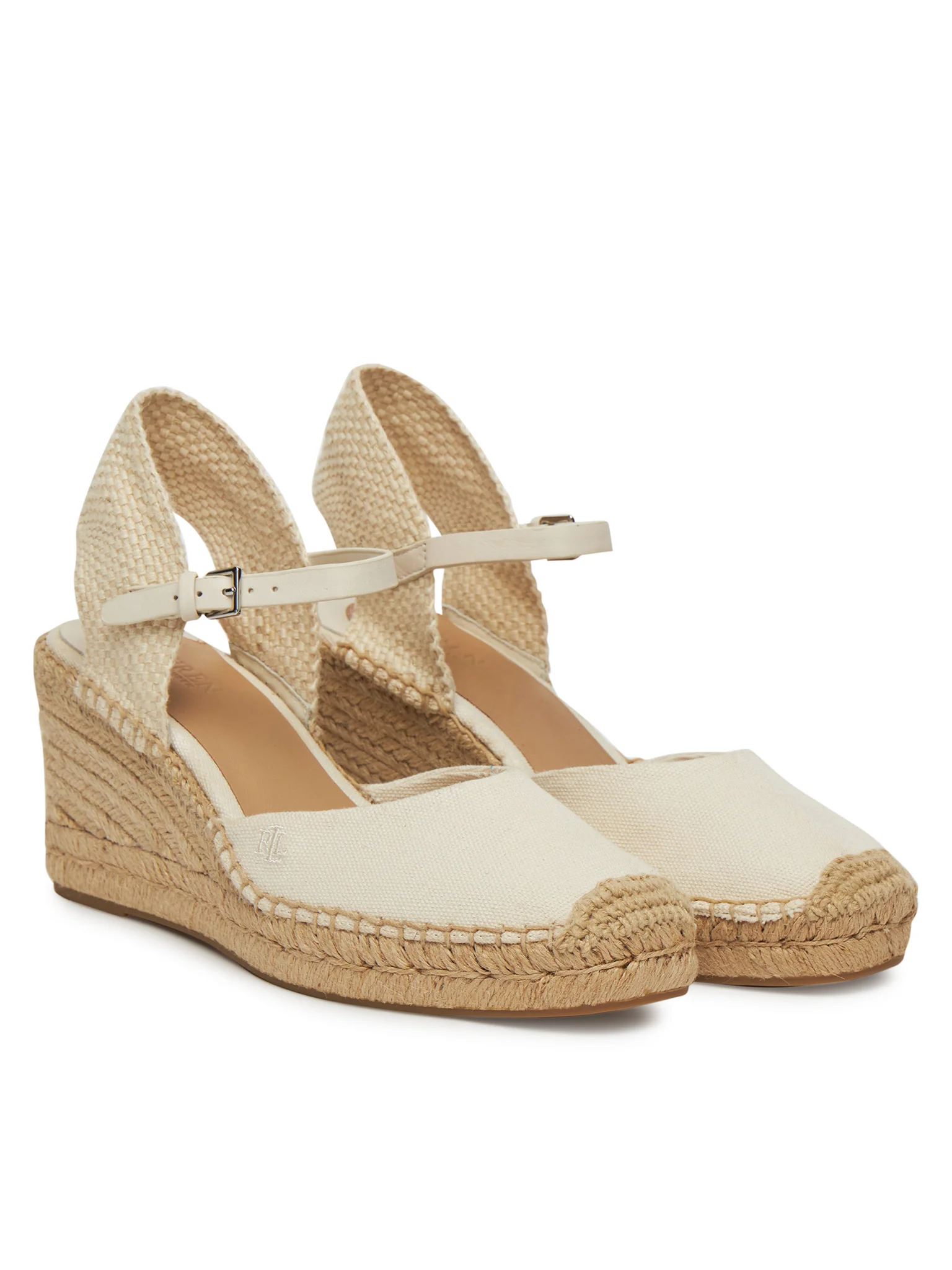 Woven Detailing Closed-Toe Wedge Espadrilles with Jute-Wrapped Platform