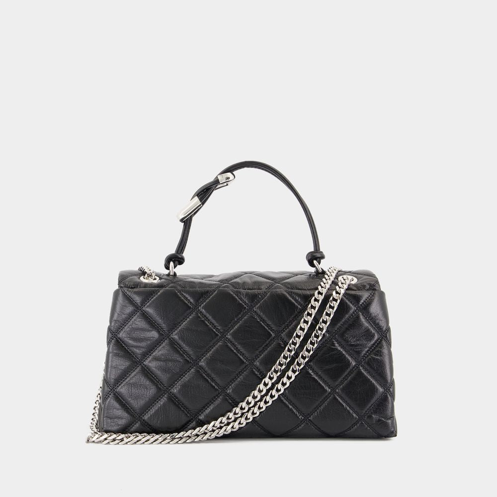 The Dual Chain Crossbody - Leather - Black