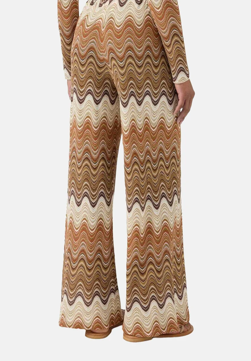 Wavy Multicolored Patterned Wide-Leg Pants