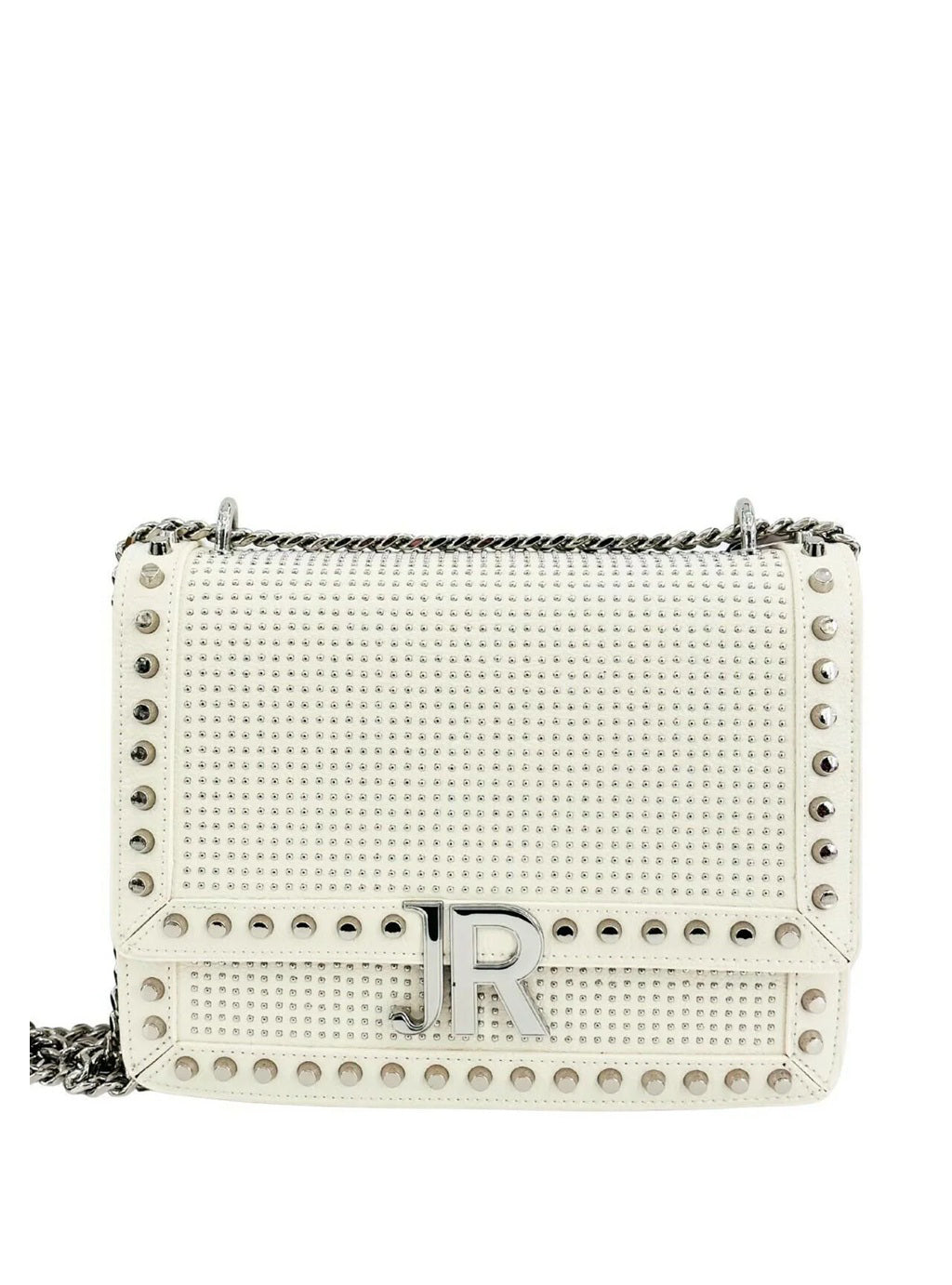 Rectangular Structured Shoulder Bag with Perforated Design and Metallic Accents